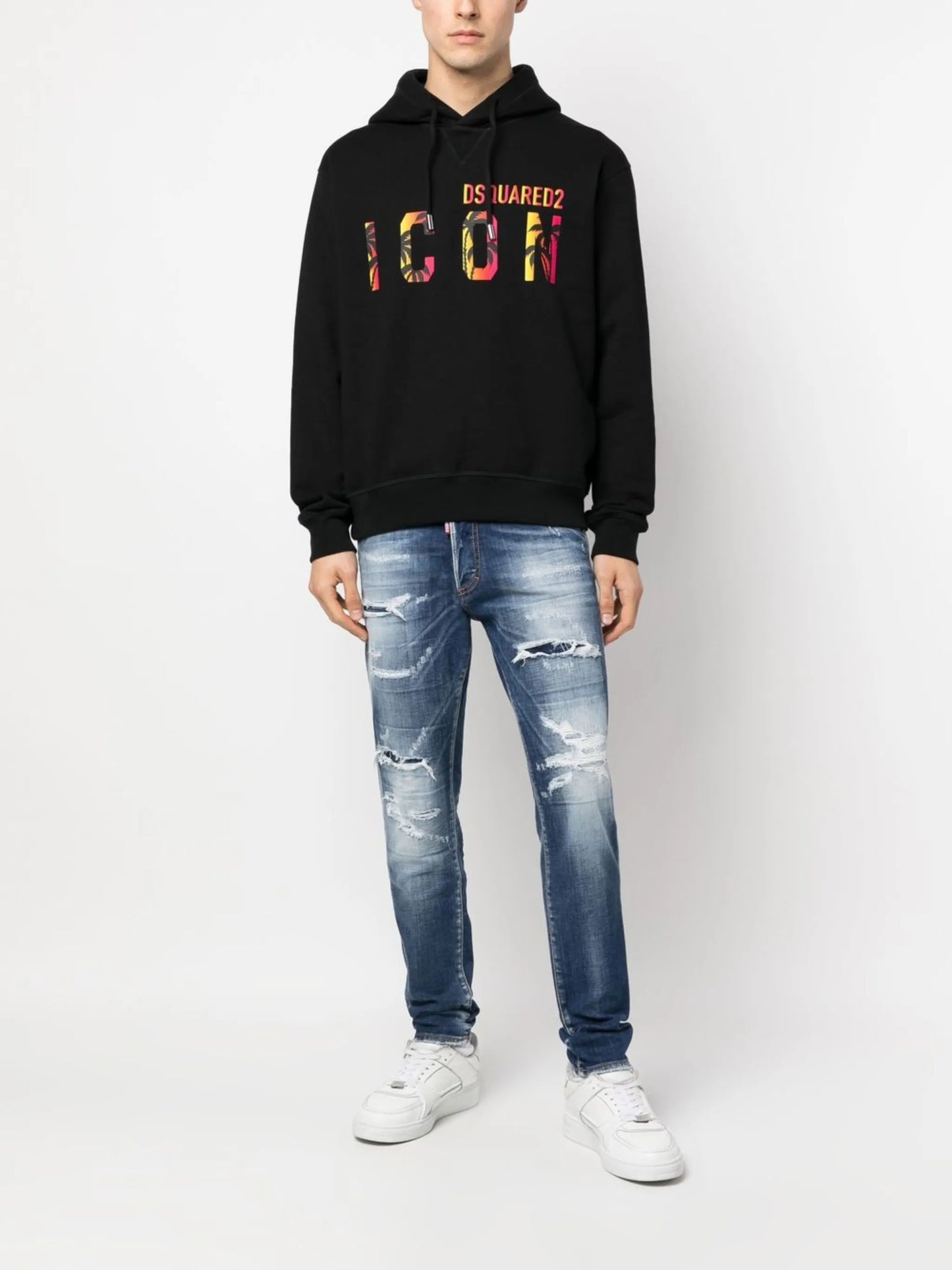 Icon-print hooded sweatshirt