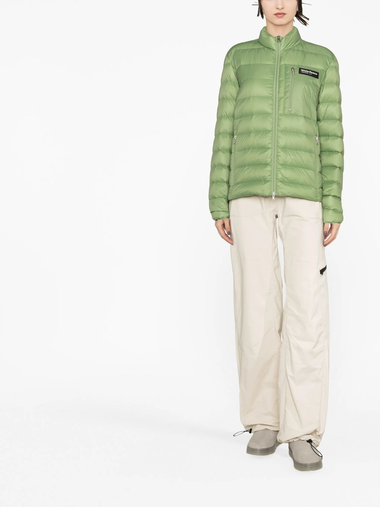 logo-patch quilted lightweight jacket