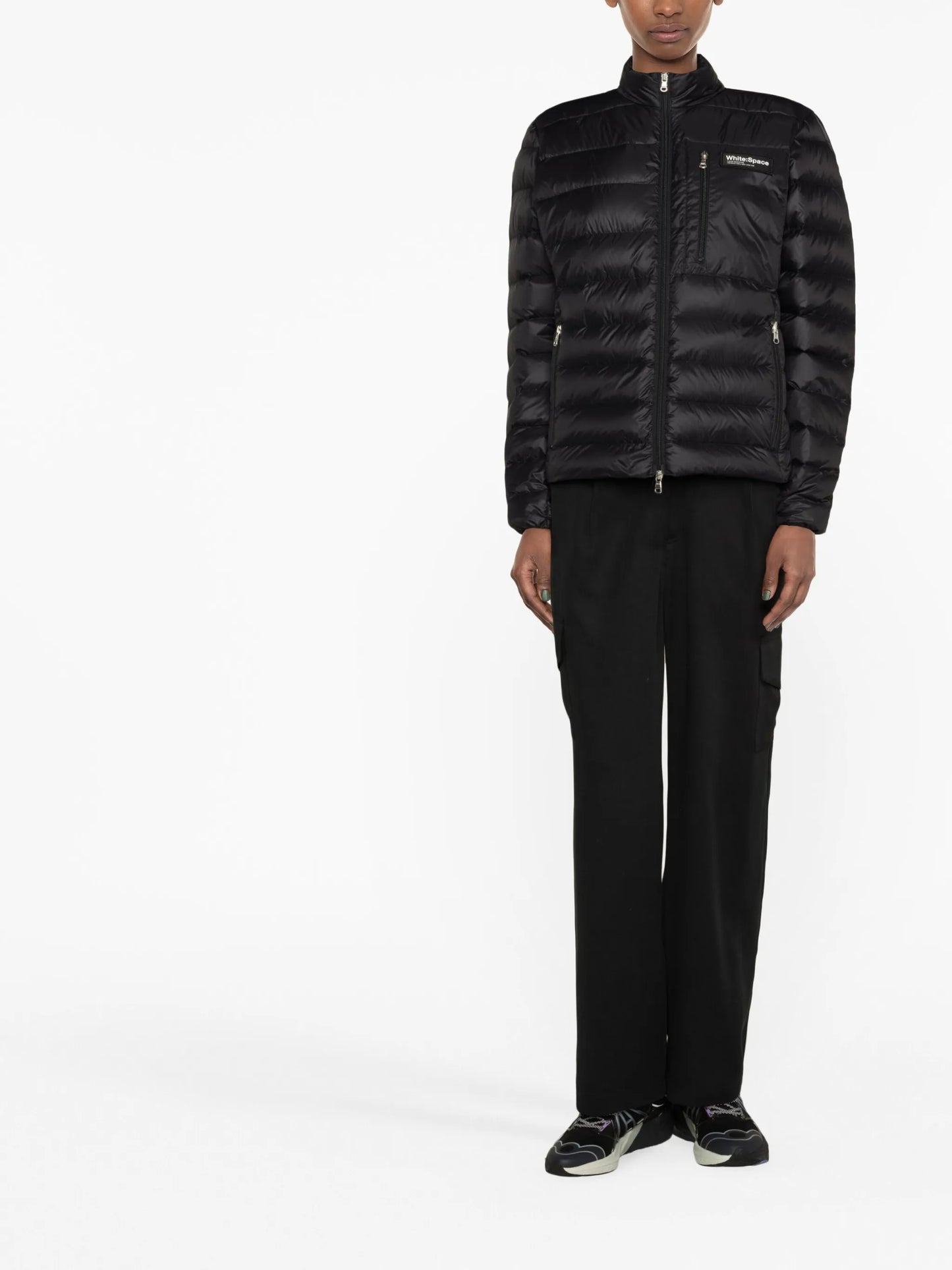 logo-patch quilted lightweight jacket