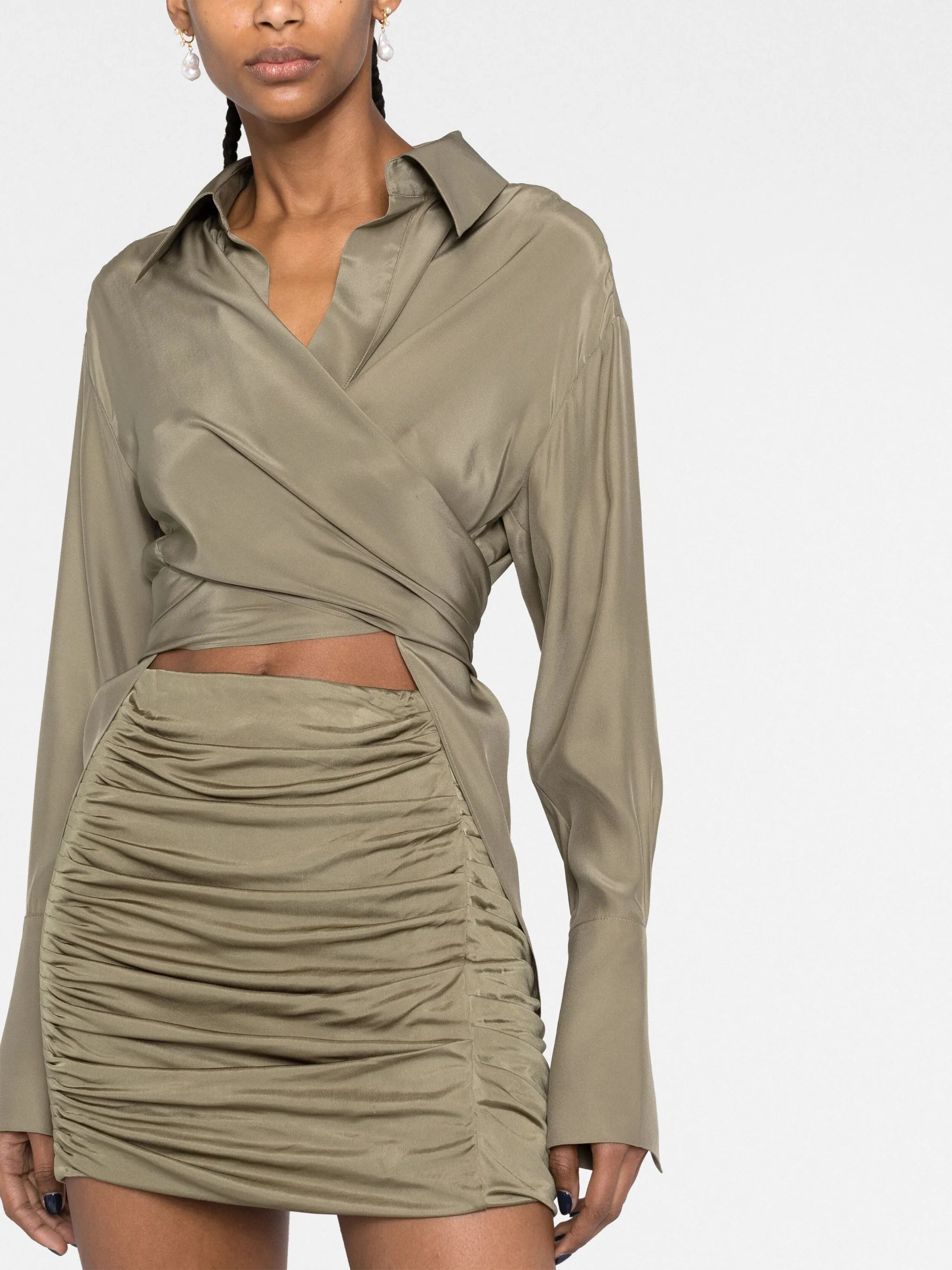 Sabinas silk wraparound shirt