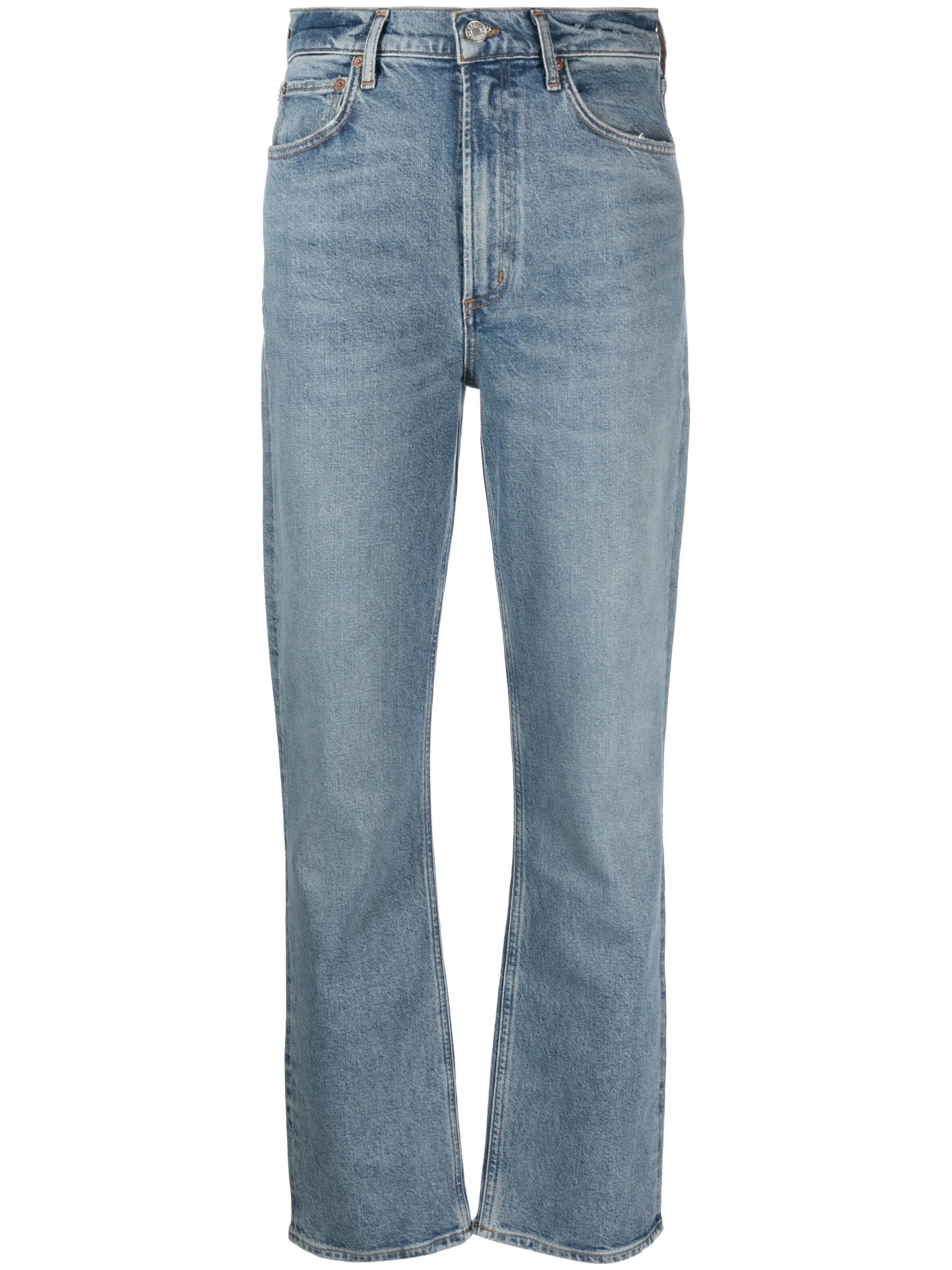 high-rise straight-leg jeans