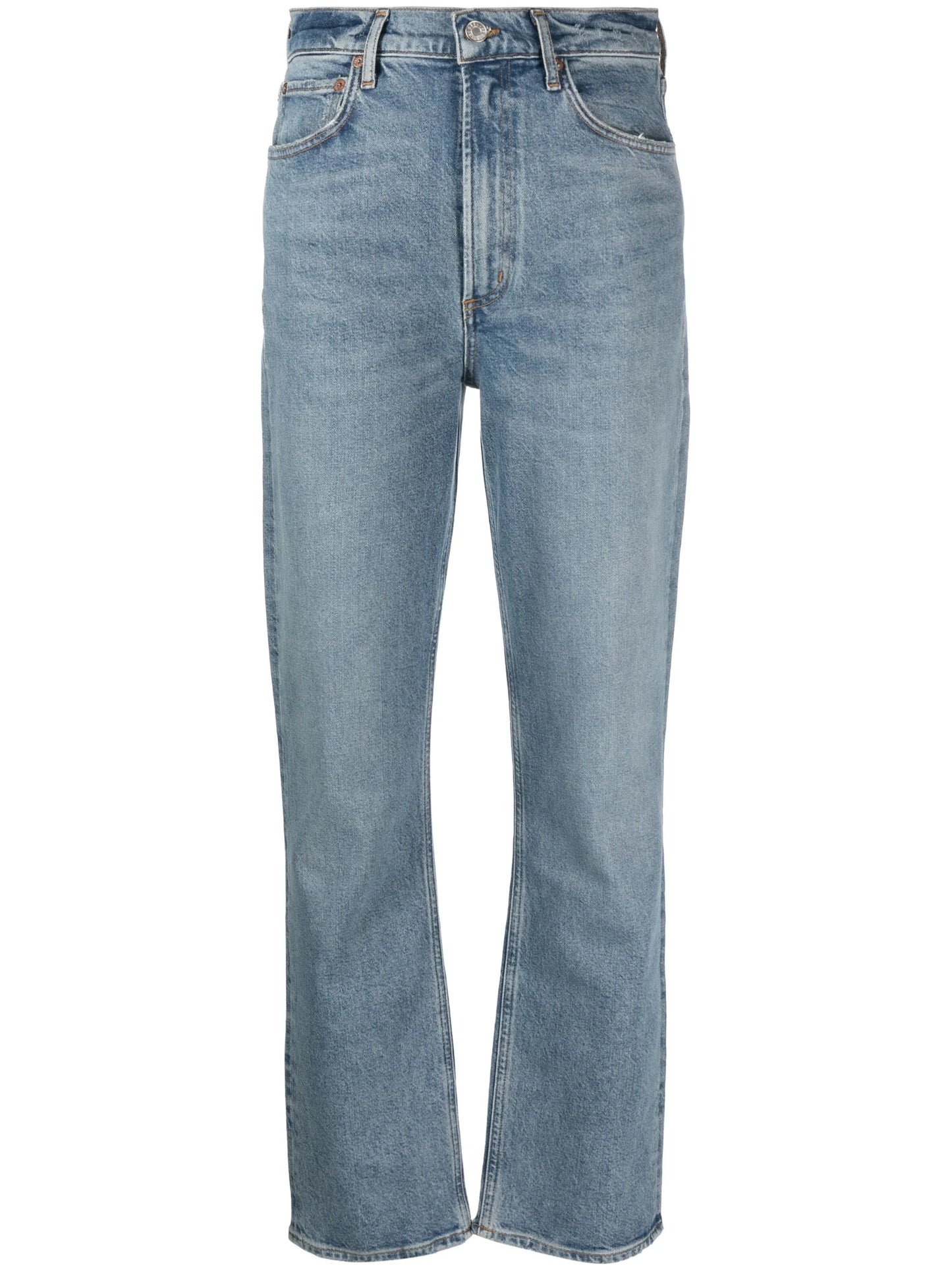 high-rise straight-leg jeans