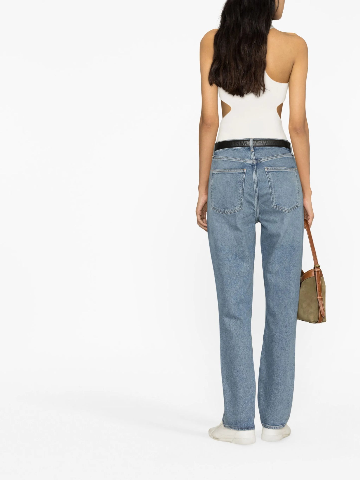 high-rise straight-leg jeans