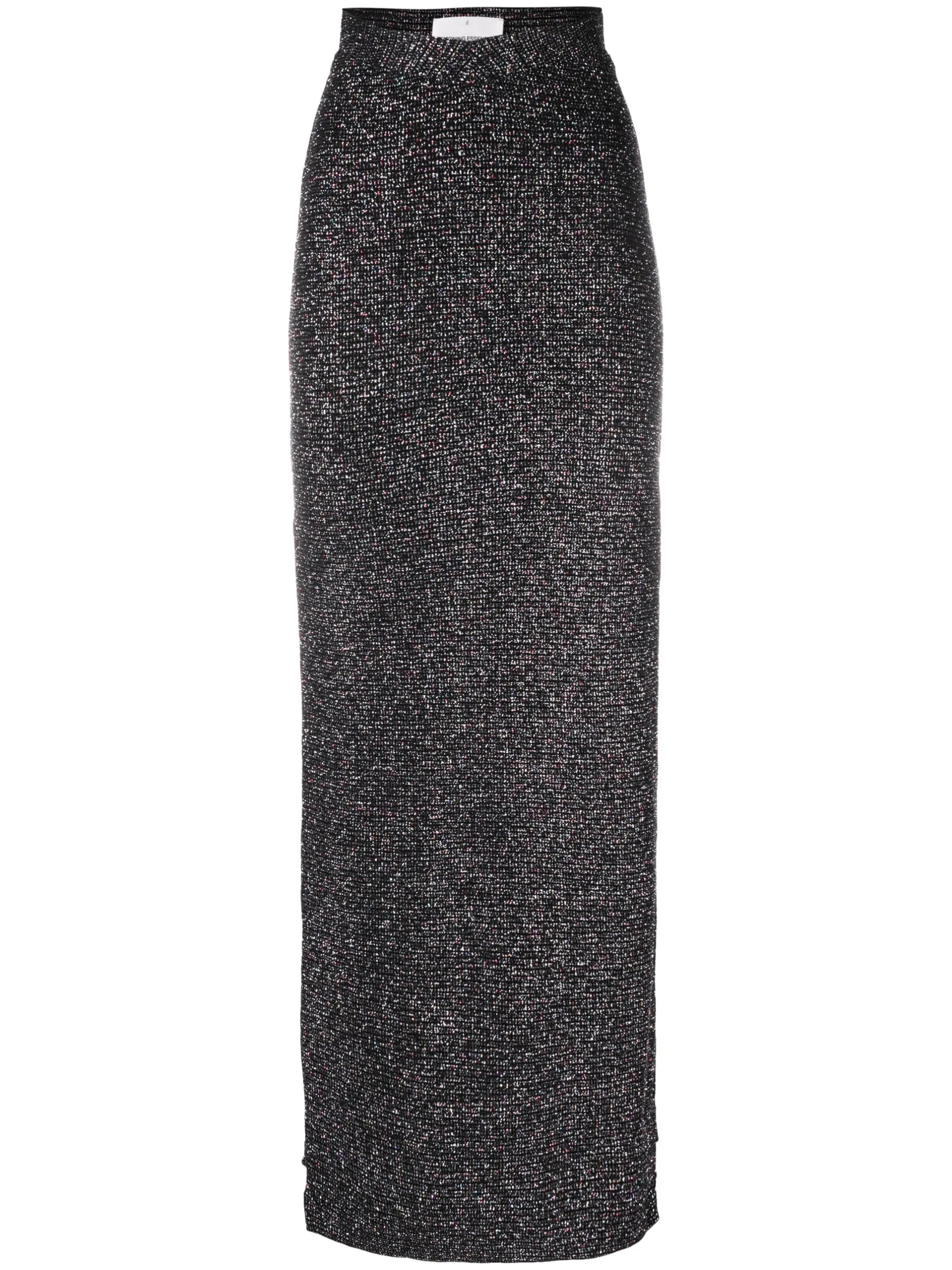metallic side-slit maxi skirt