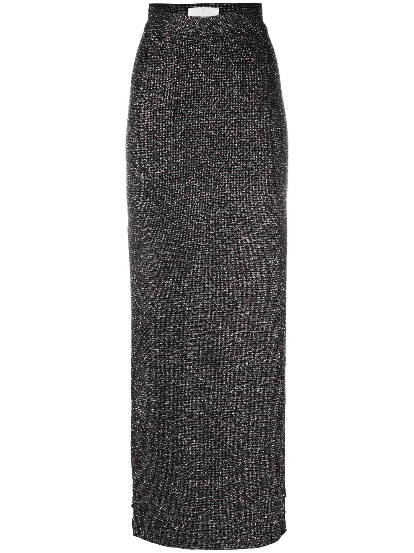 metallic side-slit maxi skirt
