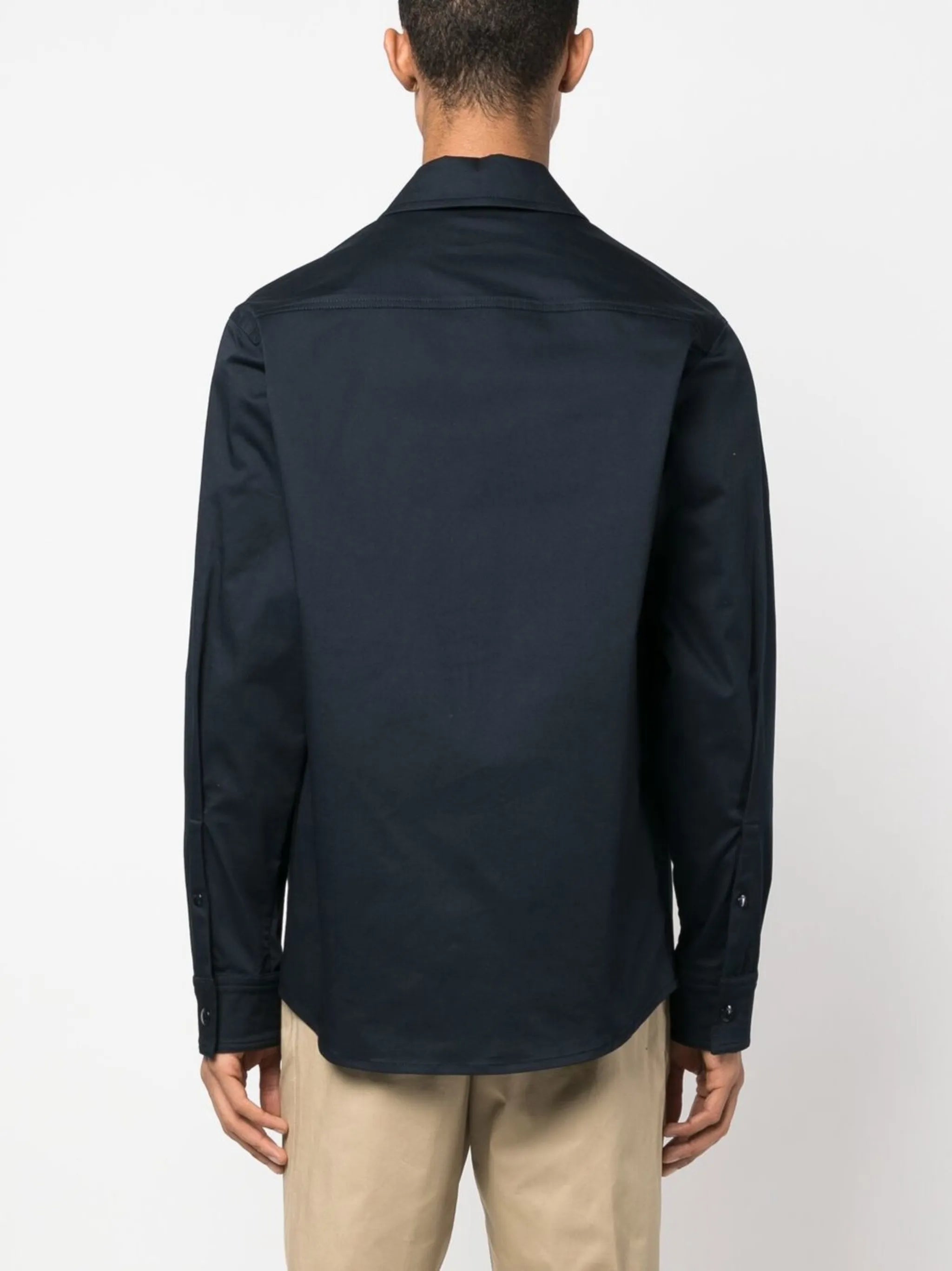 monogram-embroidered shirt jacket