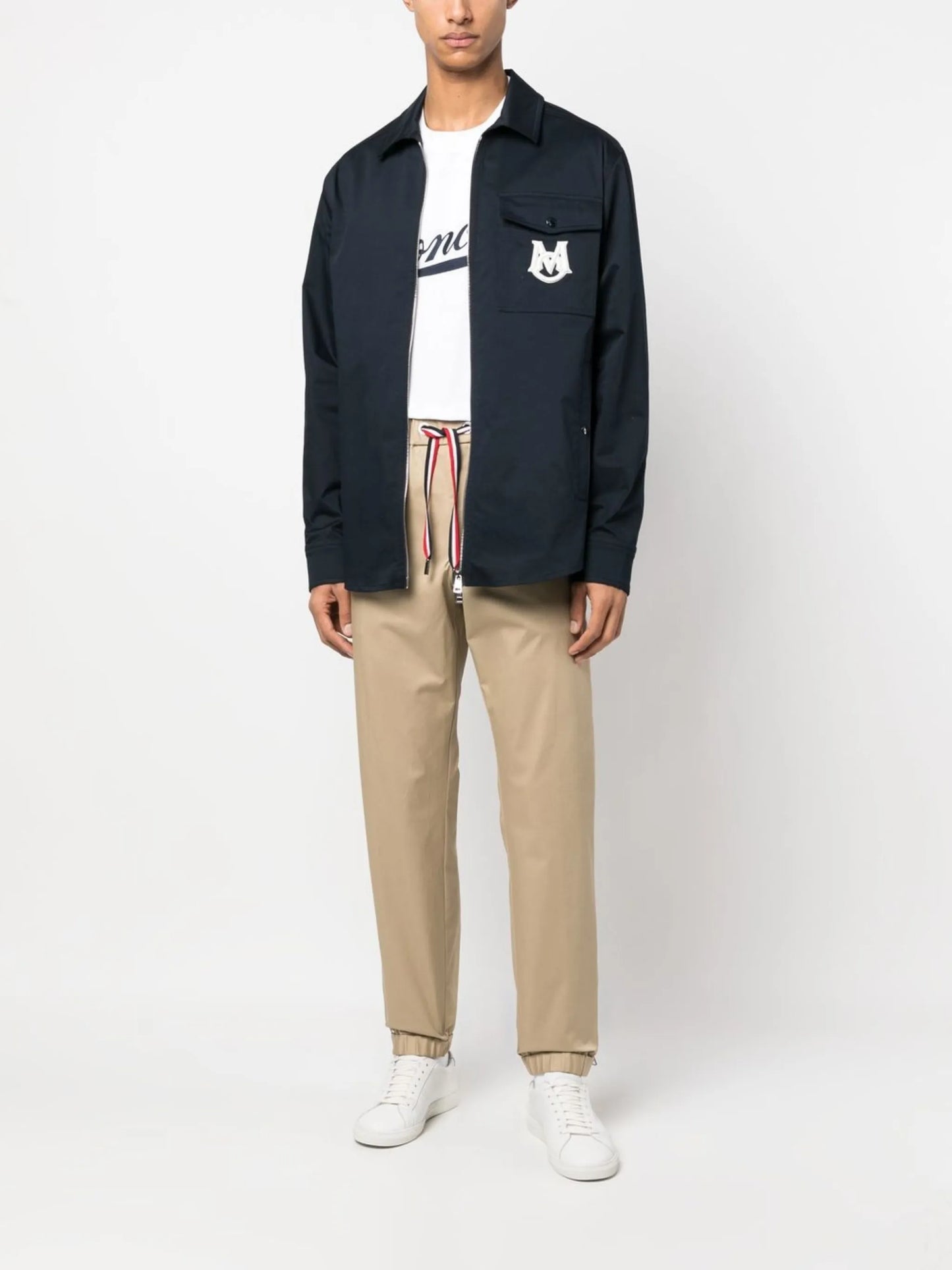 monogram-embroidered shirt jacket