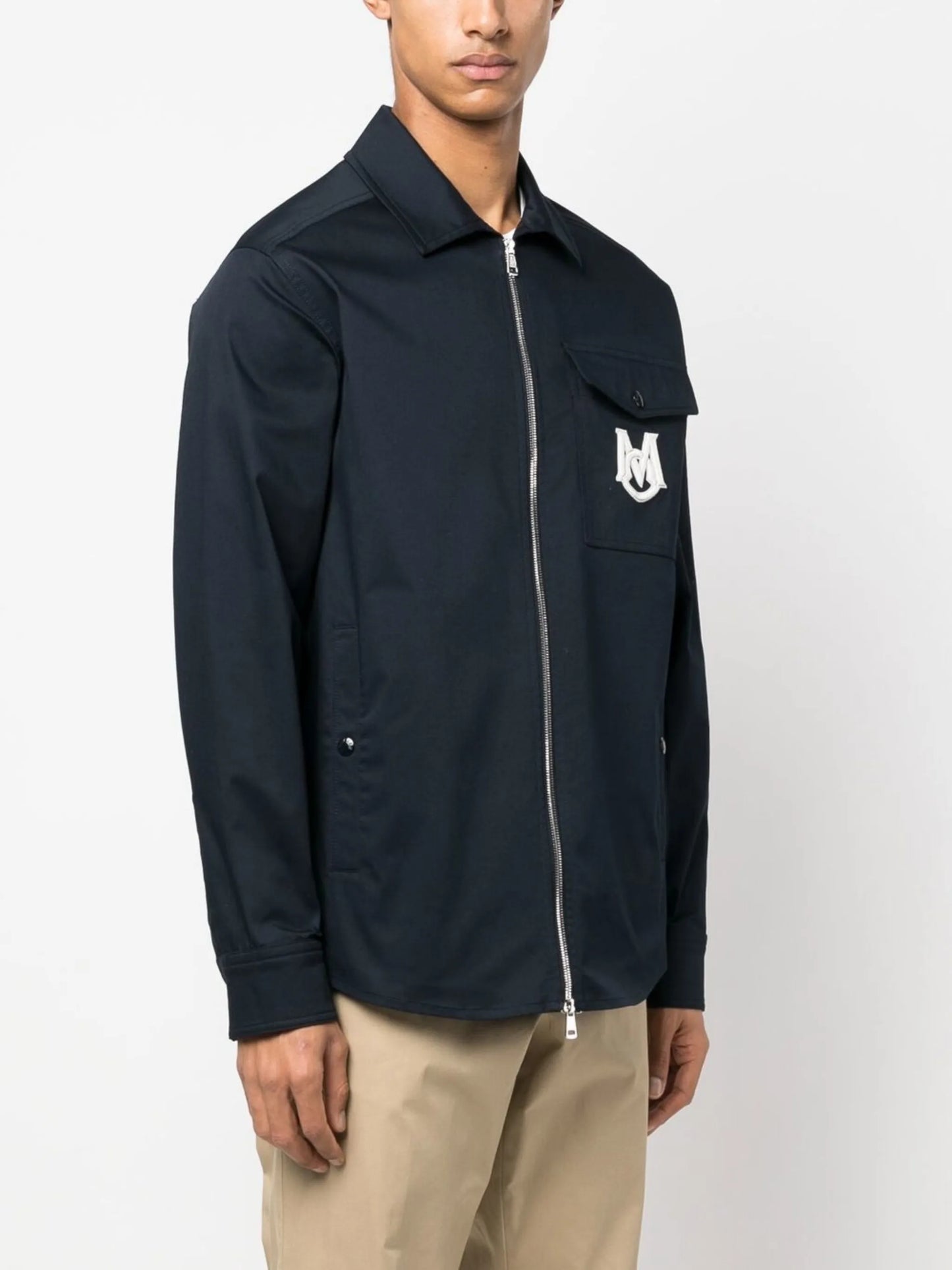 monogram-embroidered shirt jacket