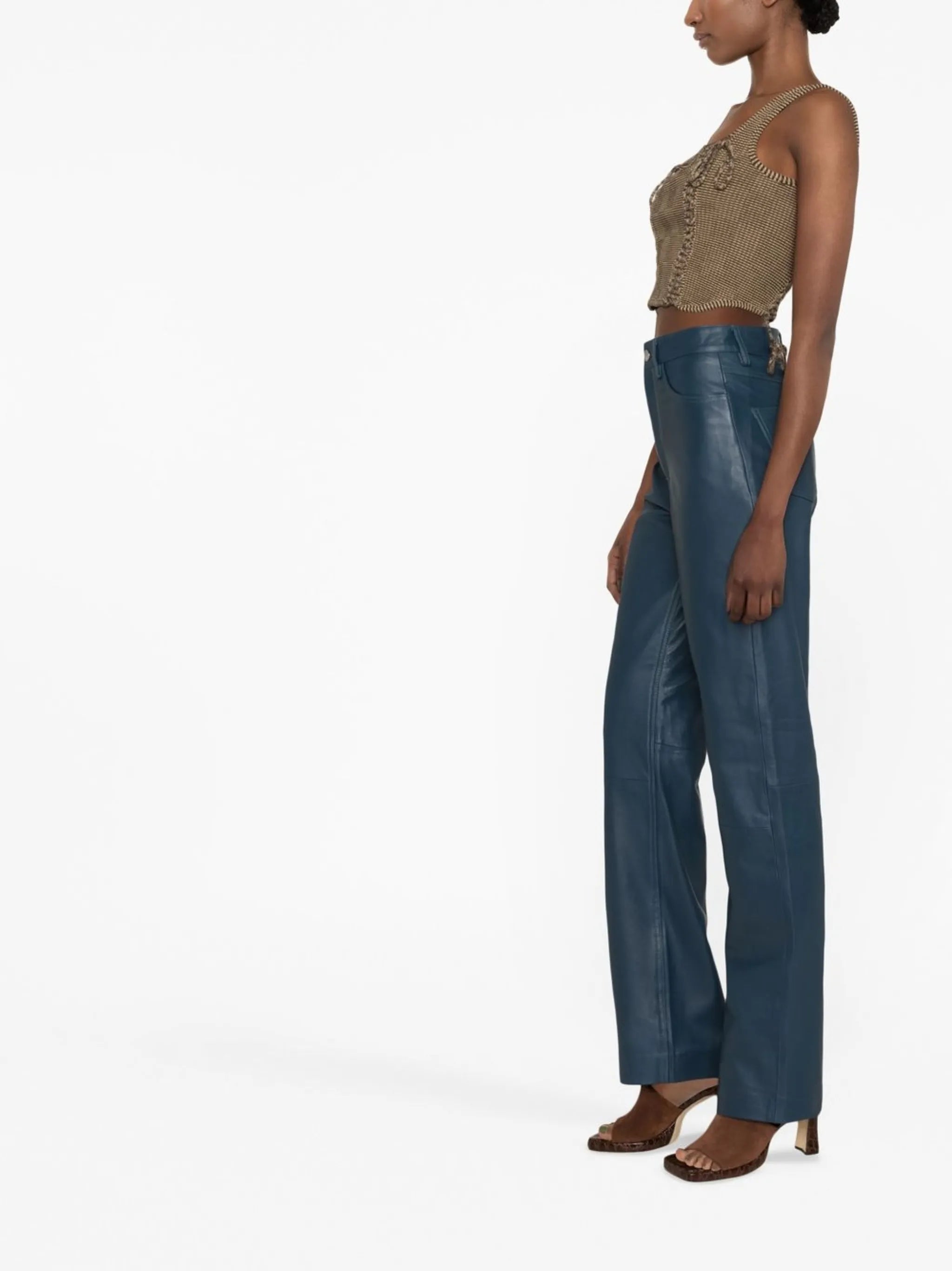 high-waist straight-leg trousers