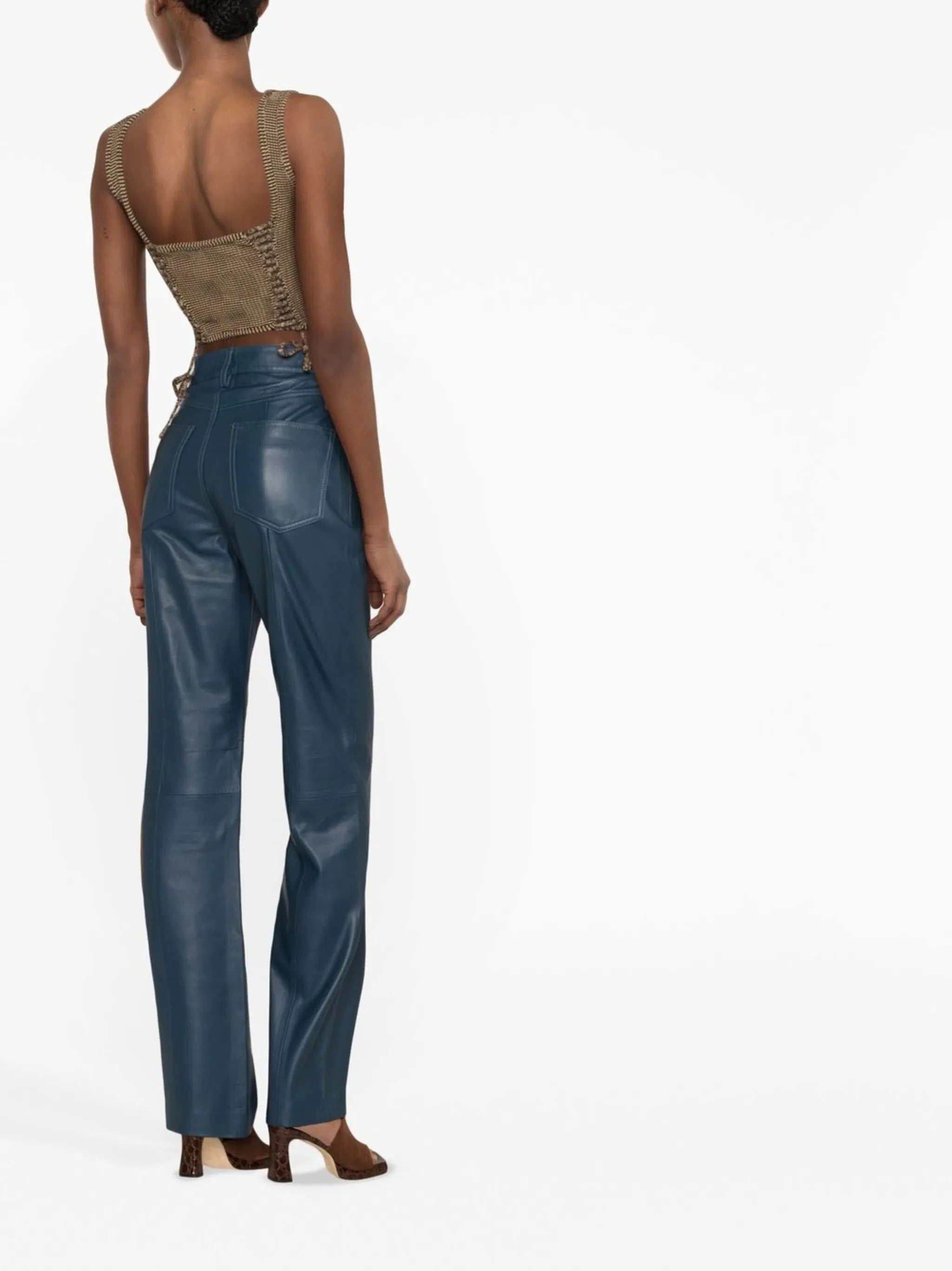 high-waist straight-leg trousers