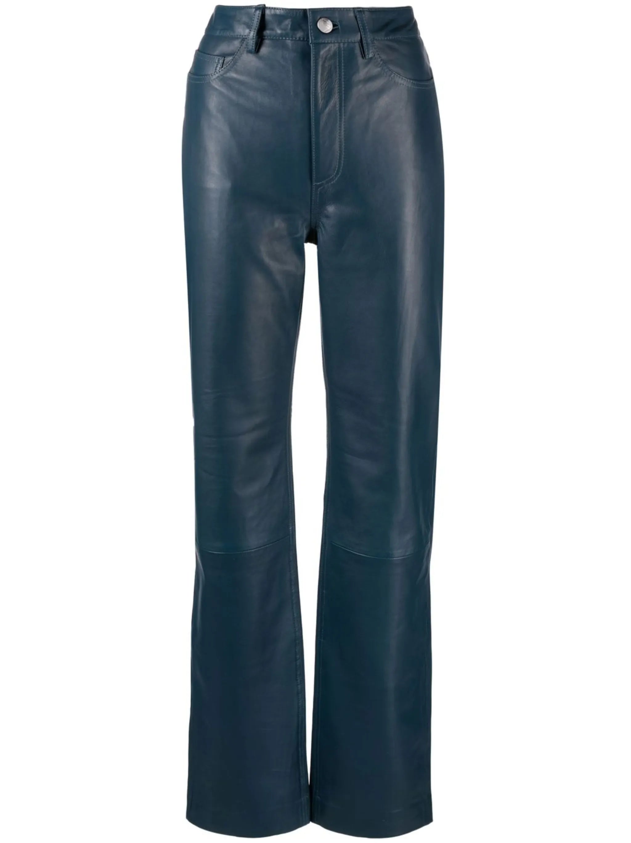 high-waist straight-leg trousers