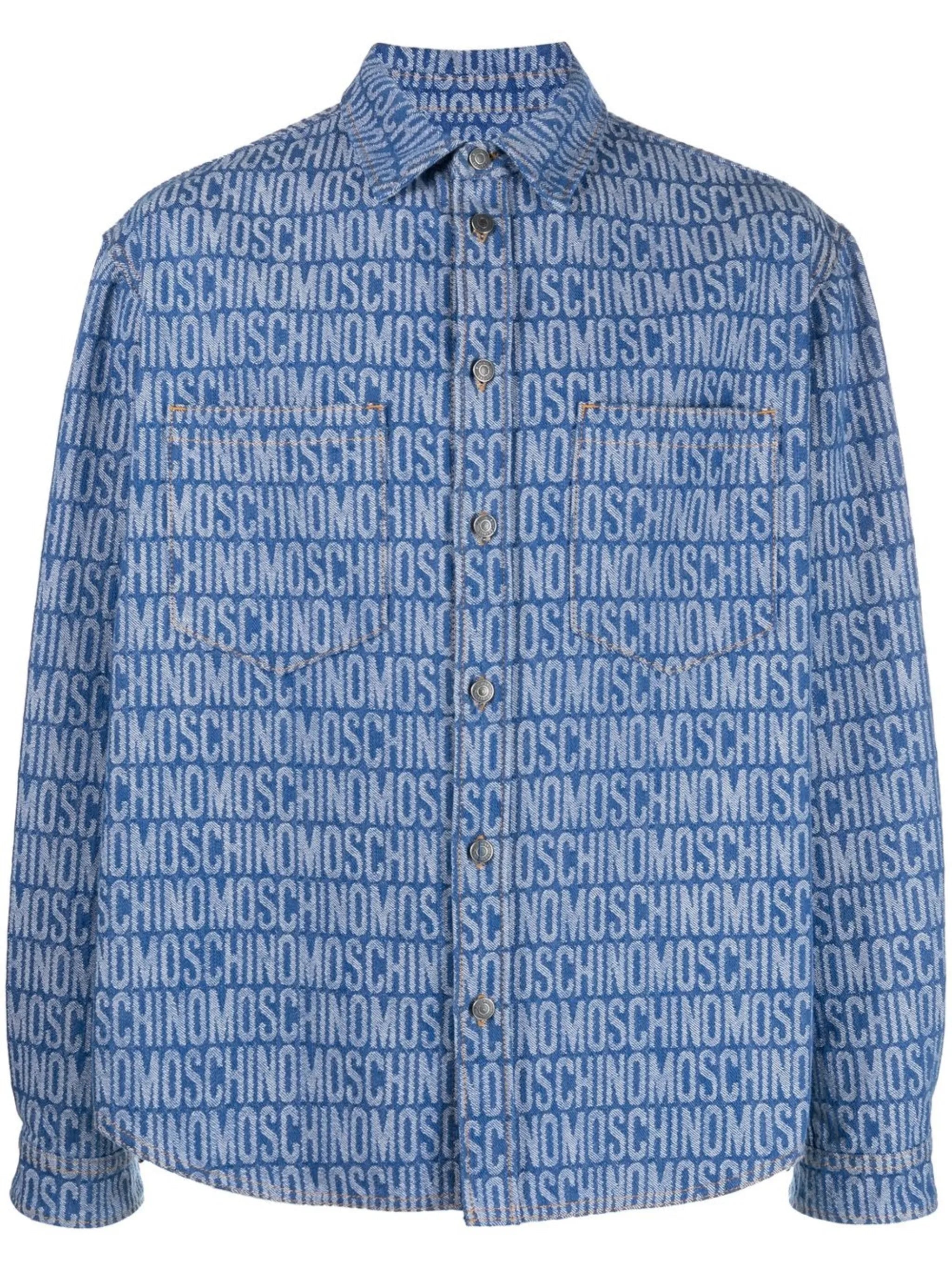 monogram-jacquard denim shirt