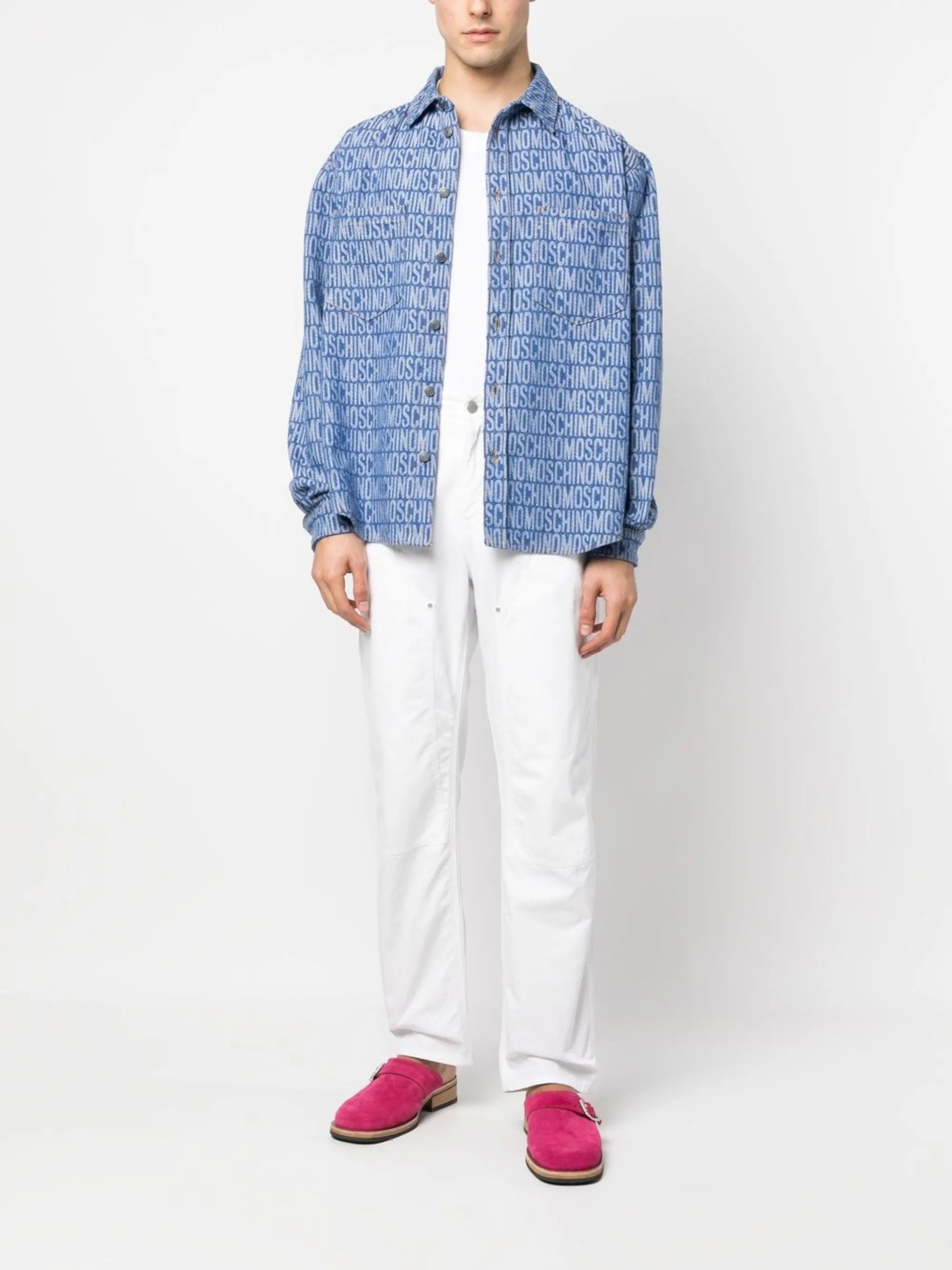 monogram-jacquard denim shirt