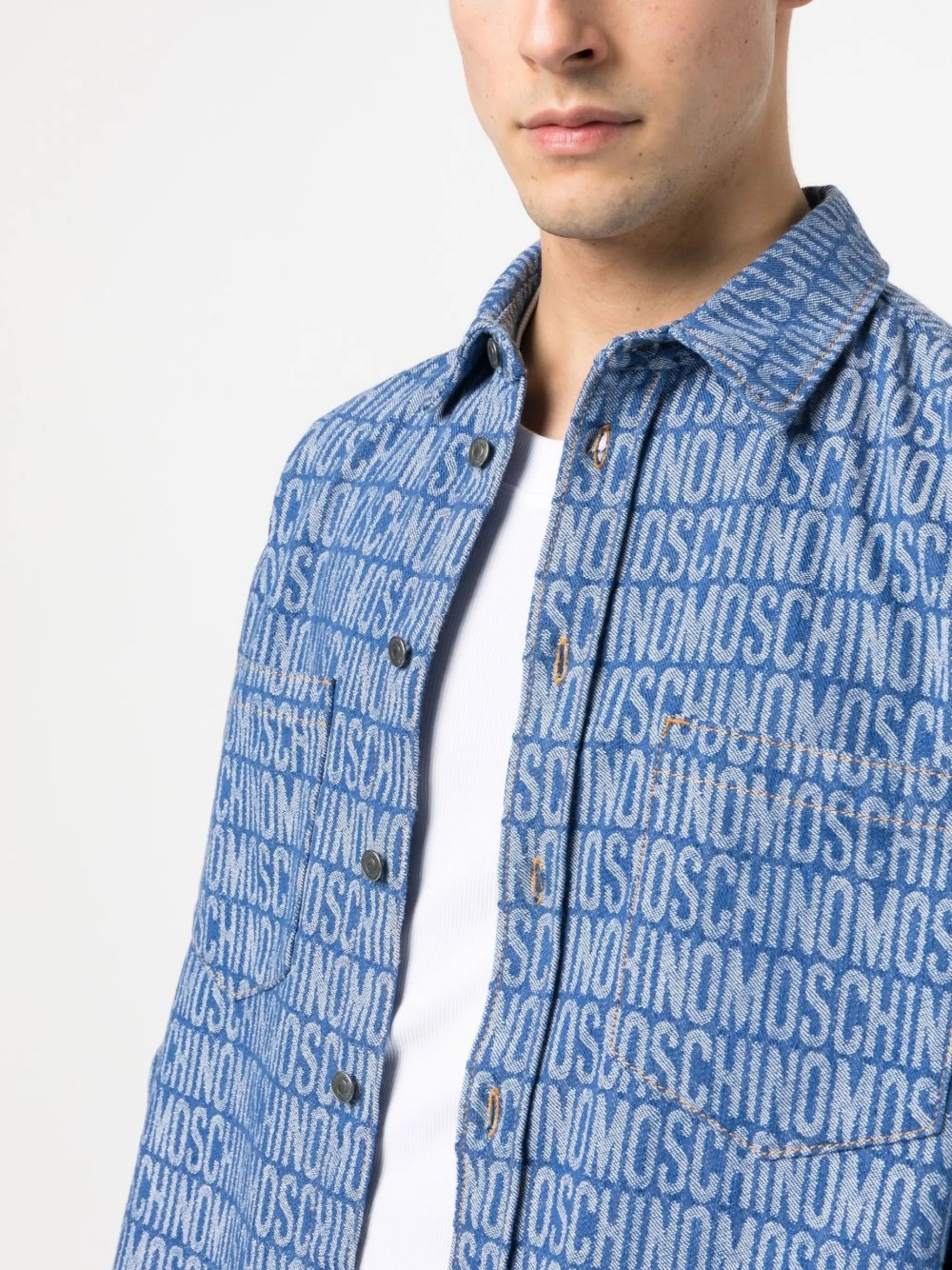 monogram-jacquard denim shirt