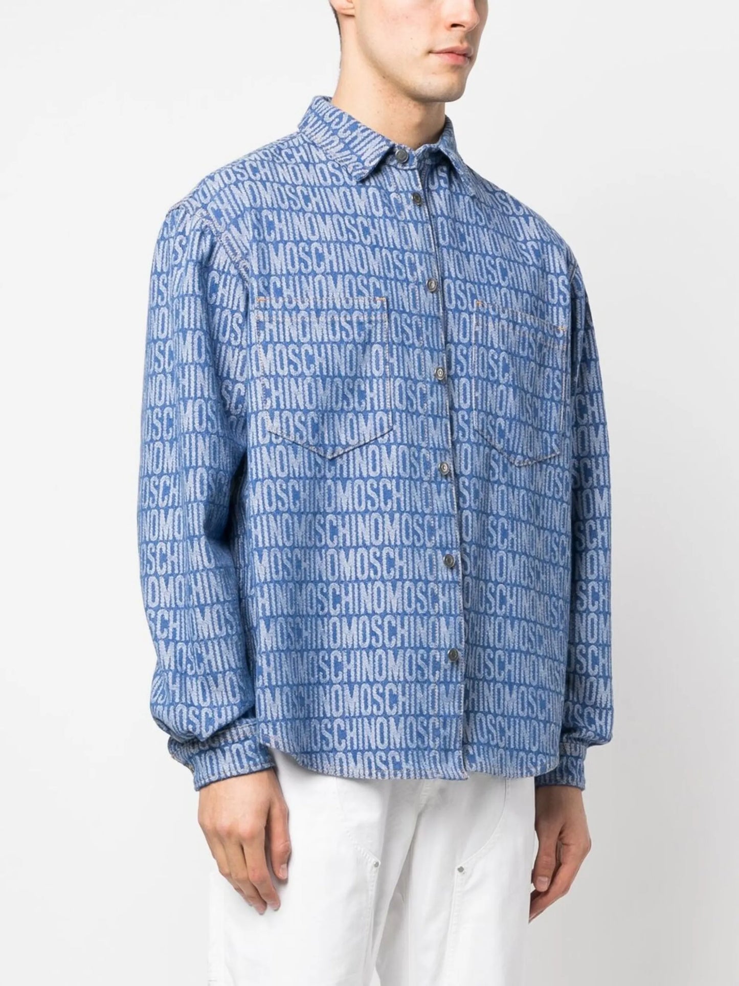monogram-jacquard denim shirt