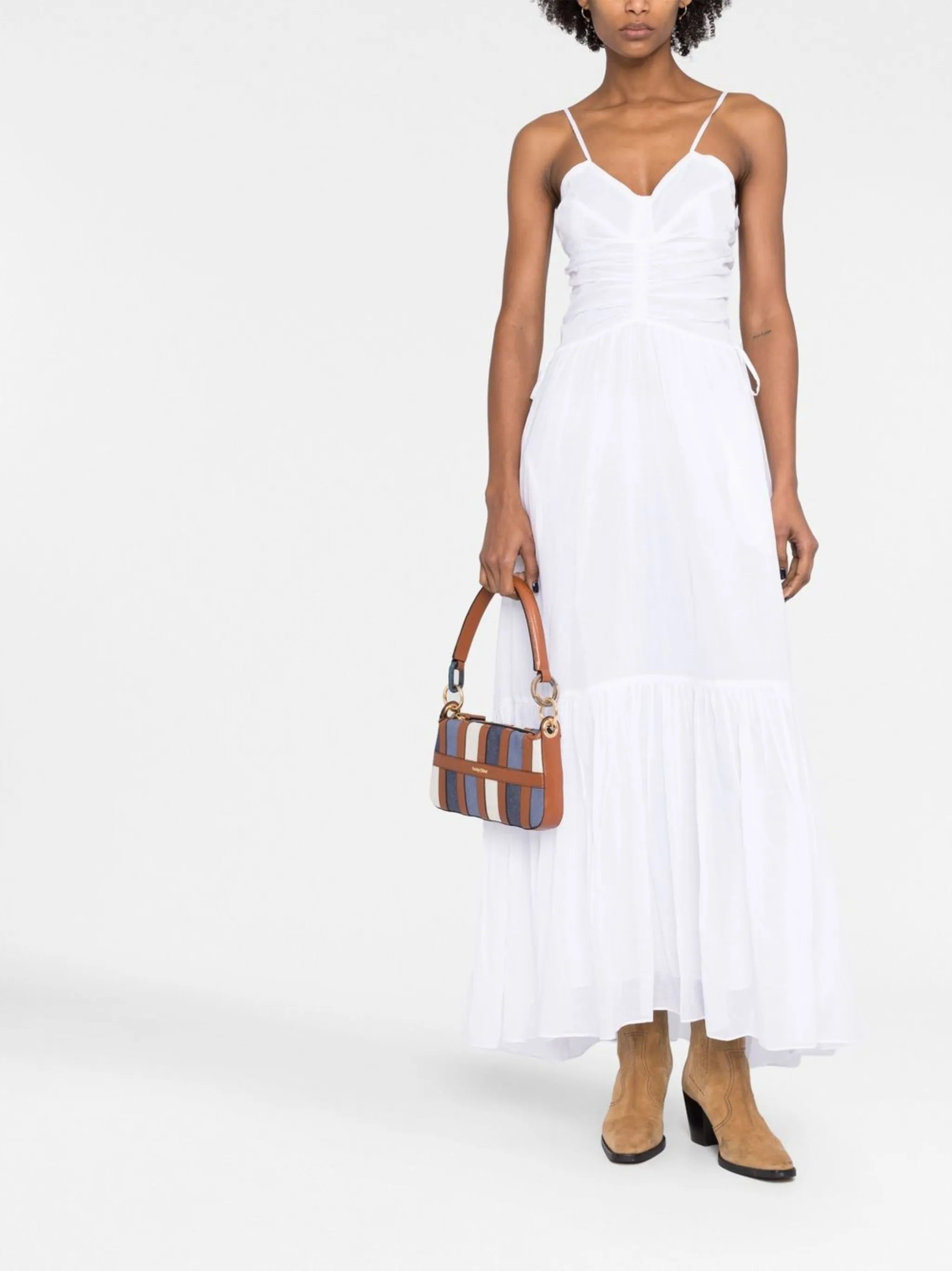 gathered-detail maxi dress
