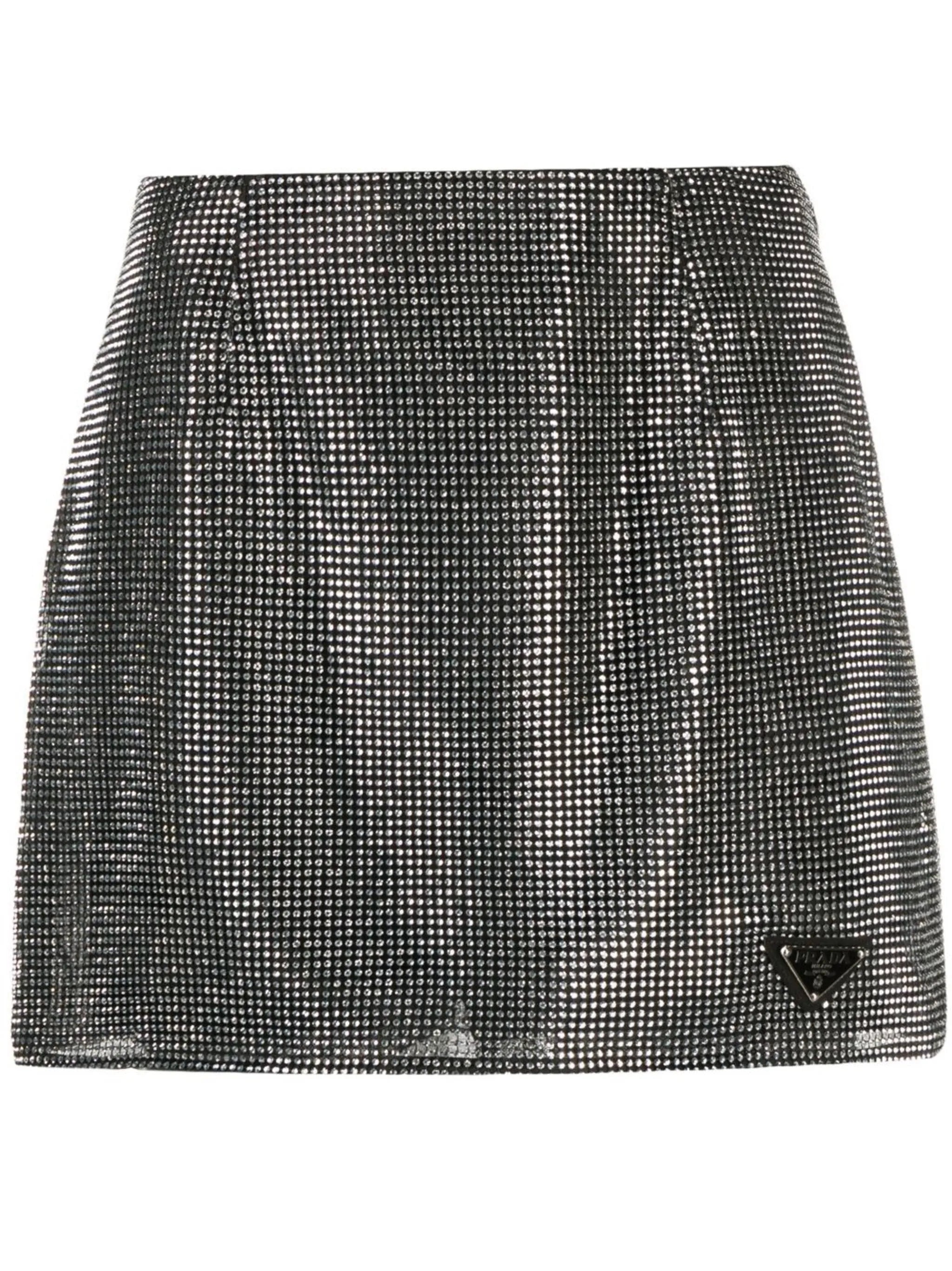 triangle-logo rhinestone skirt