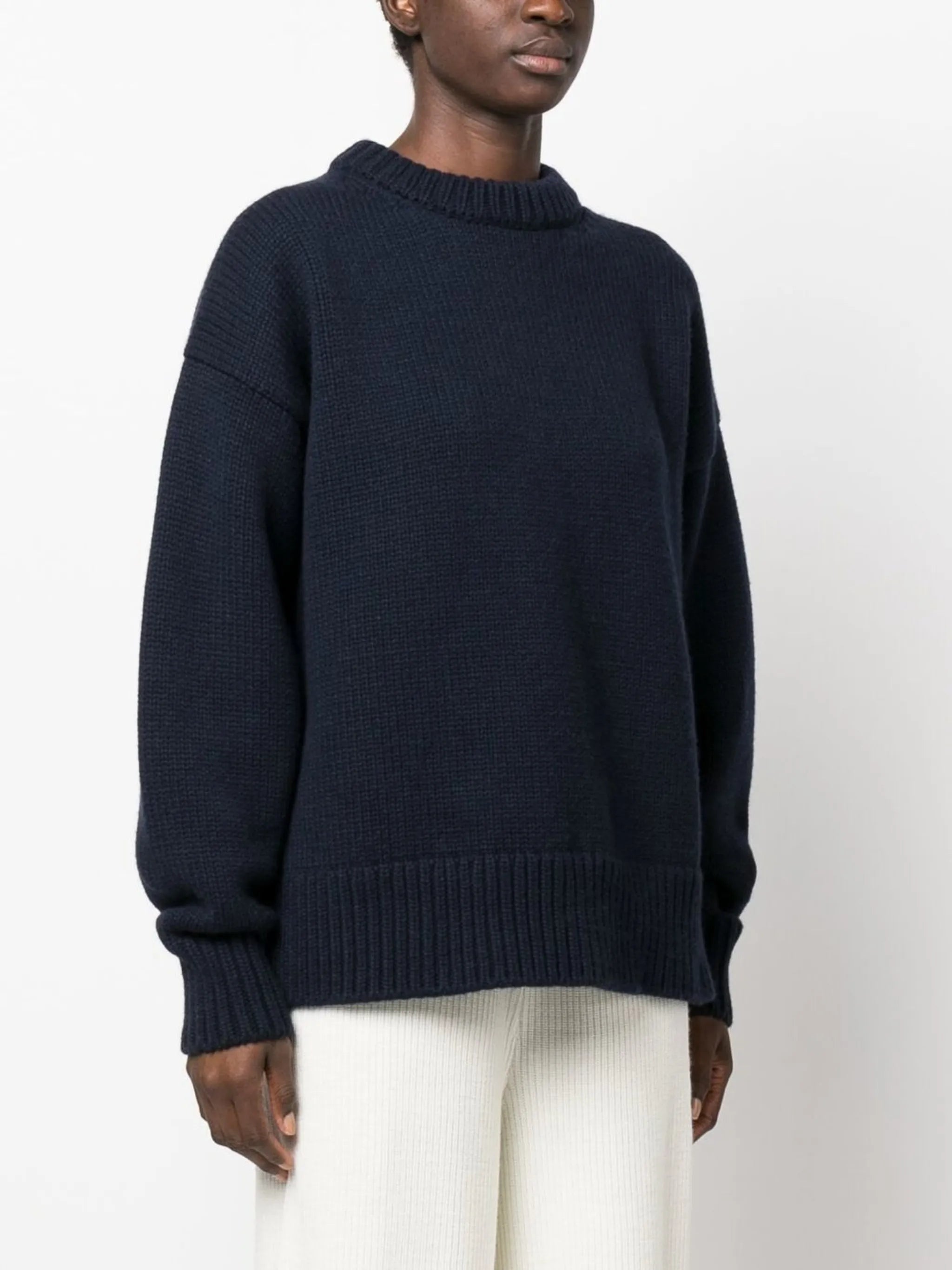 puff-sleeved knit sweater