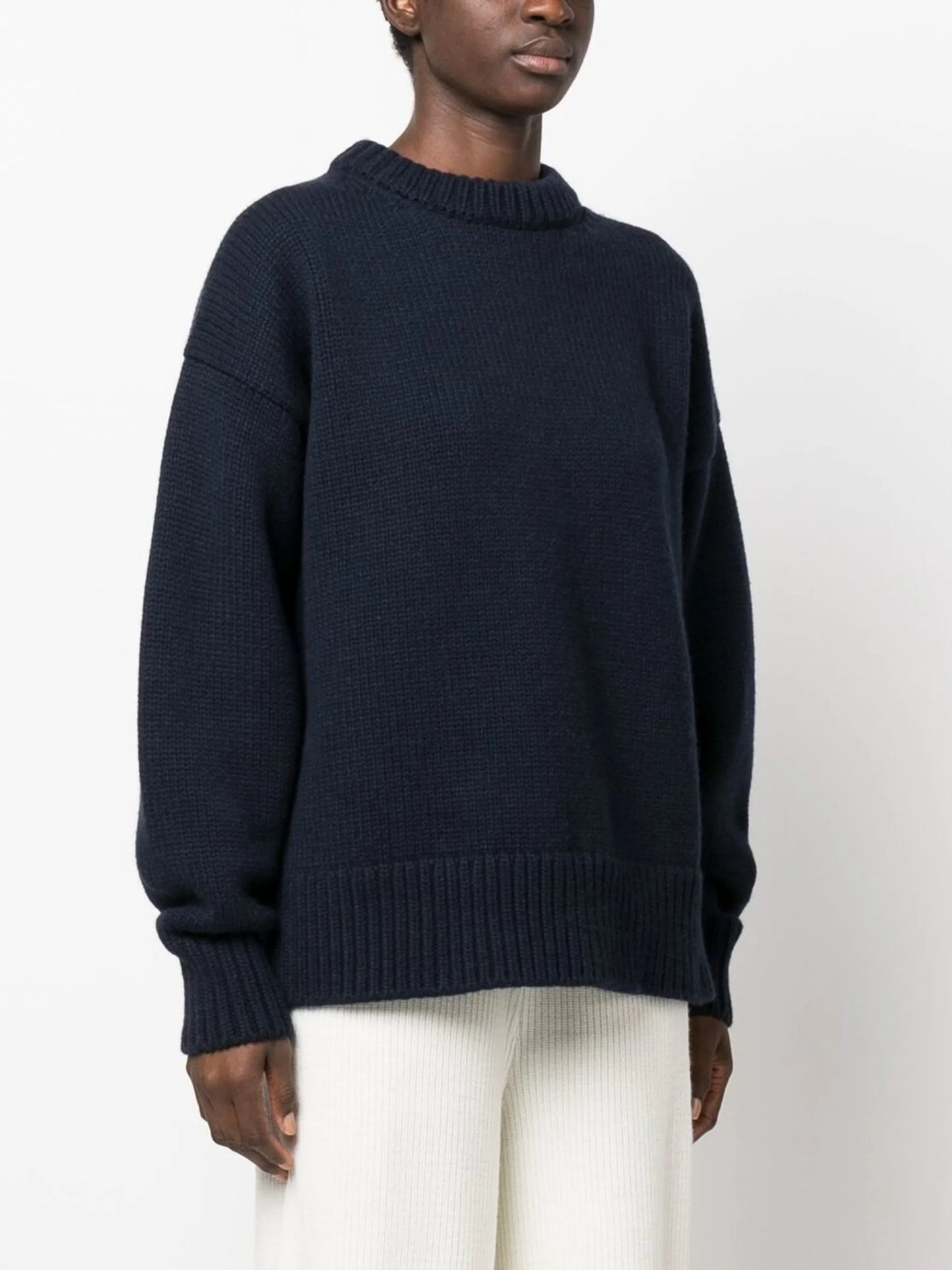 puff-sleeved knit sweater