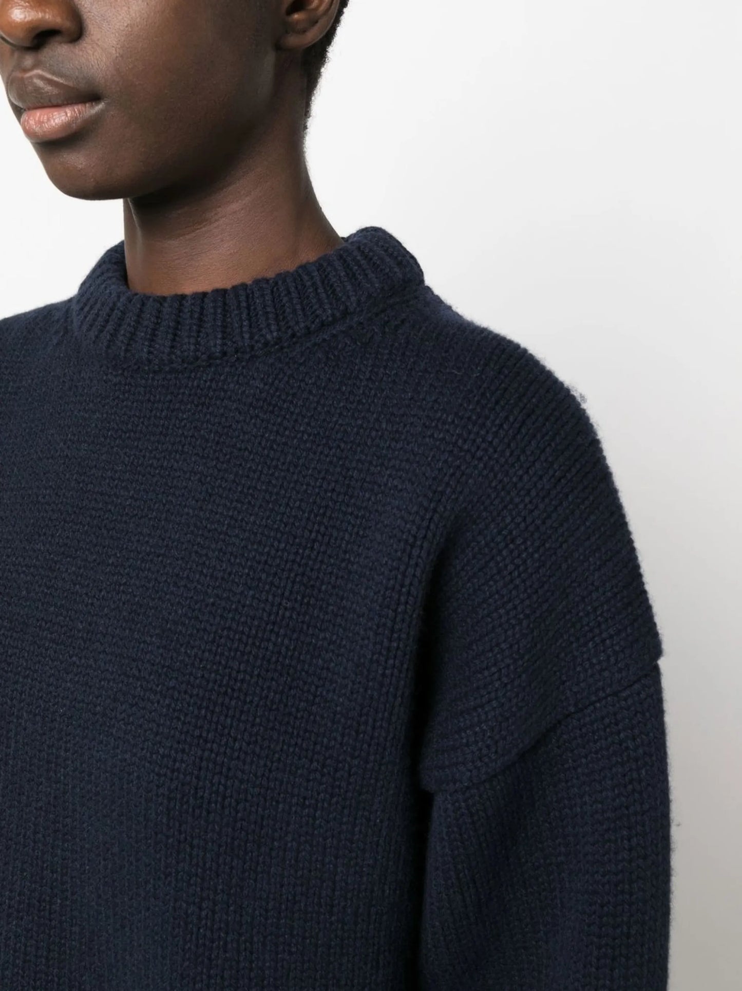 puff-sleeved knit sweater