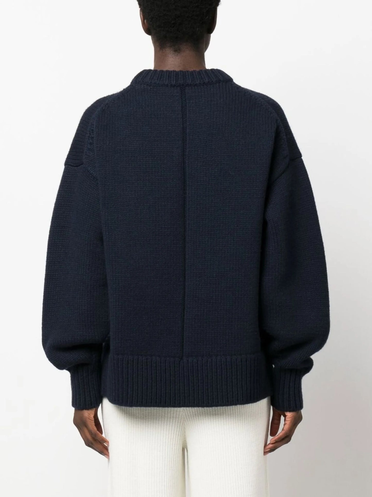 puff-sleeved knit sweater