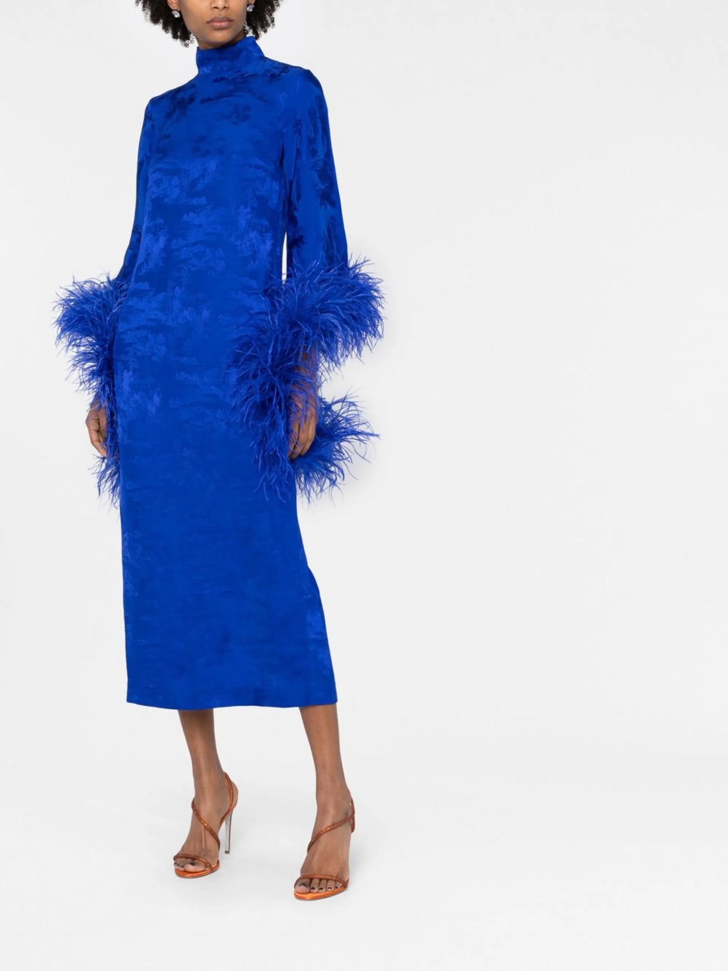 Del Rio feather-trim dress
