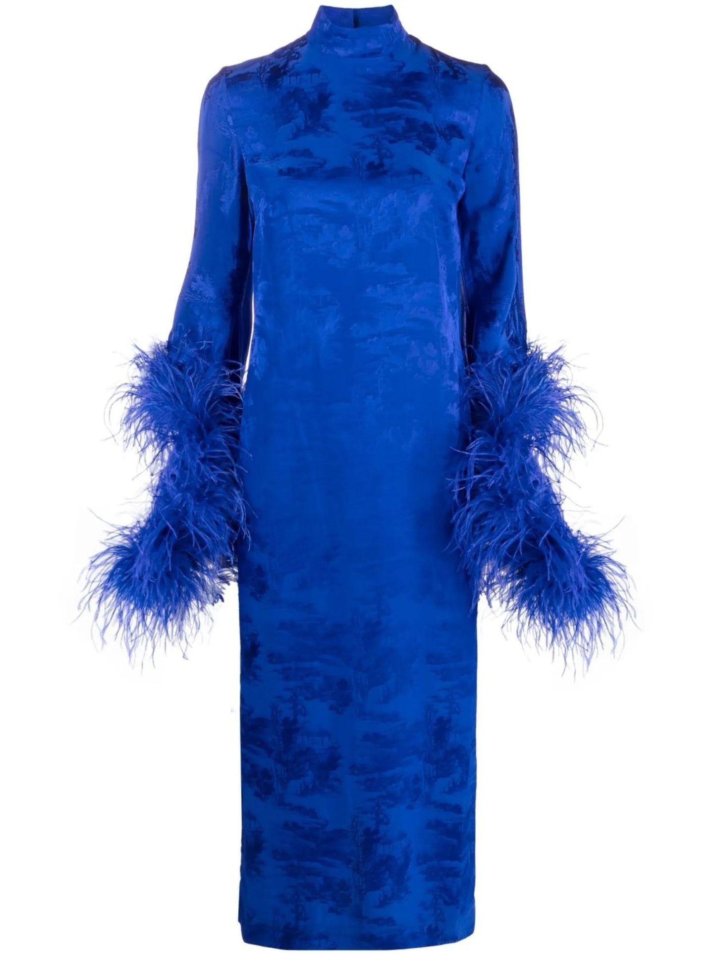 Del Rio feather-trim dress