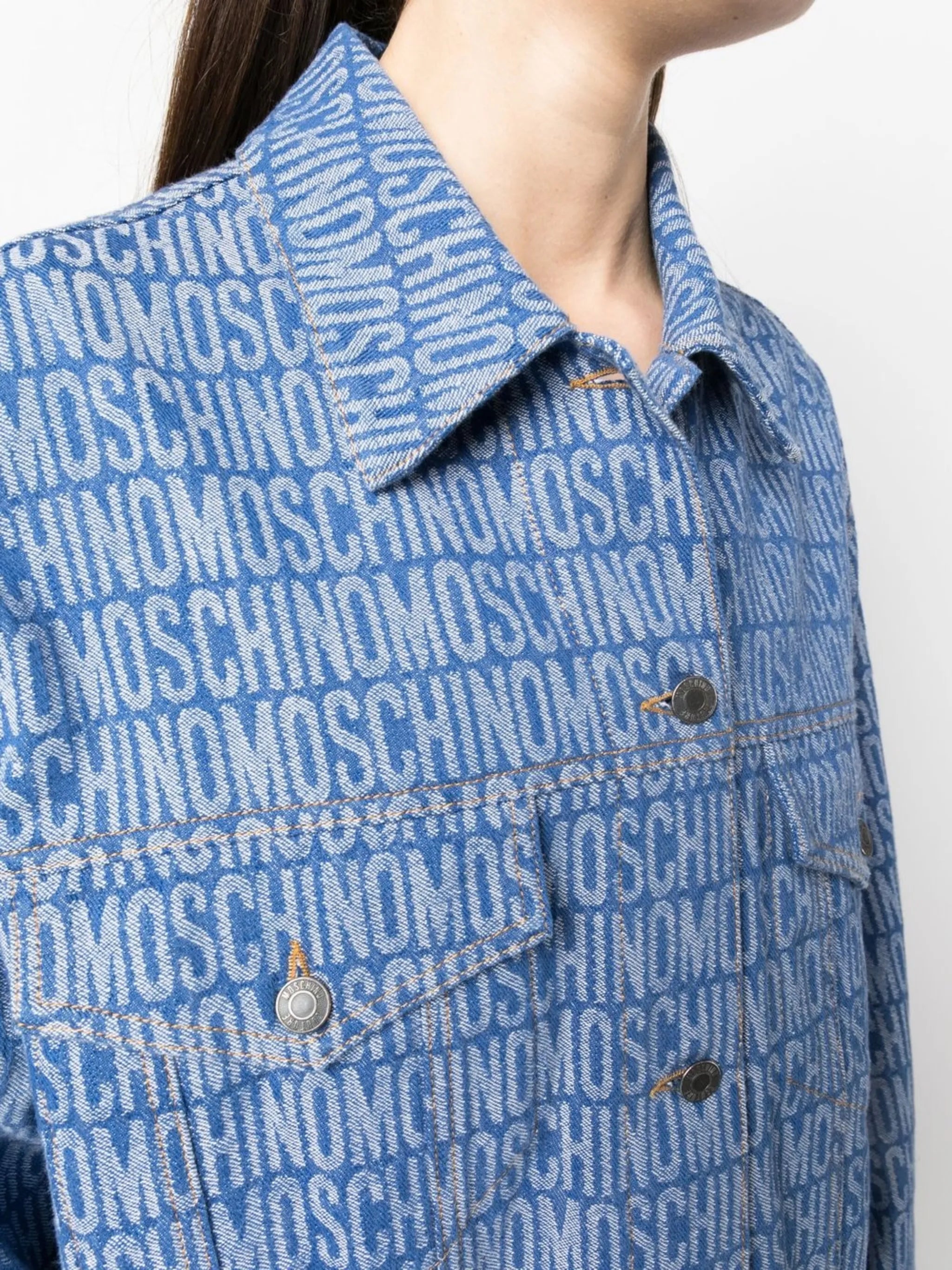monogram-print denim jacket