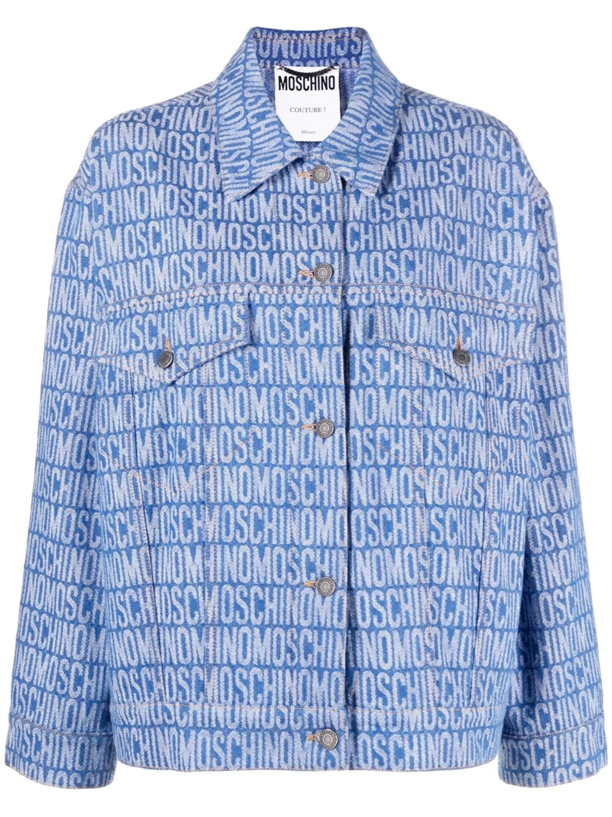 monogram-print denim jacket