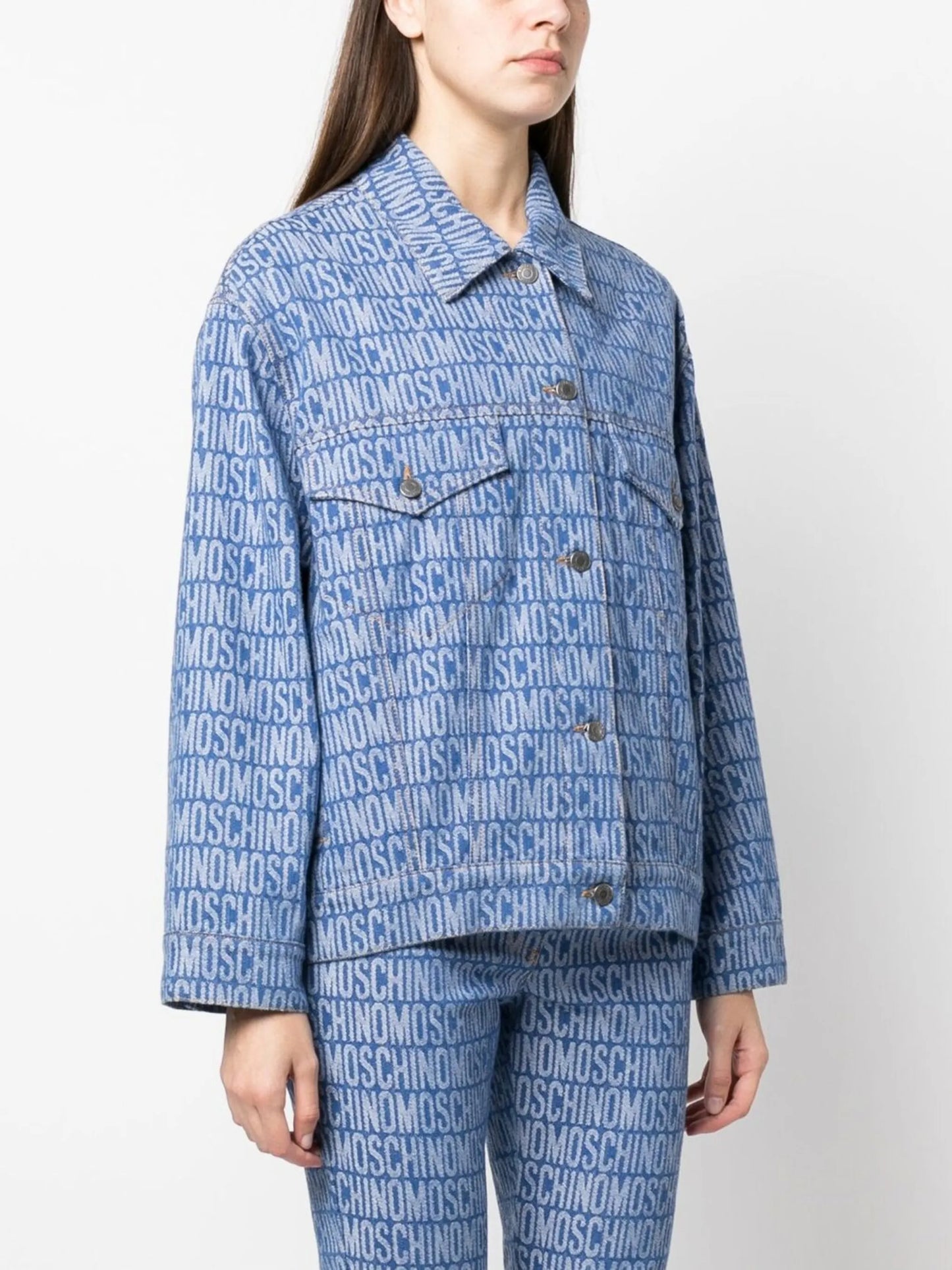 monogram-print denim jacket