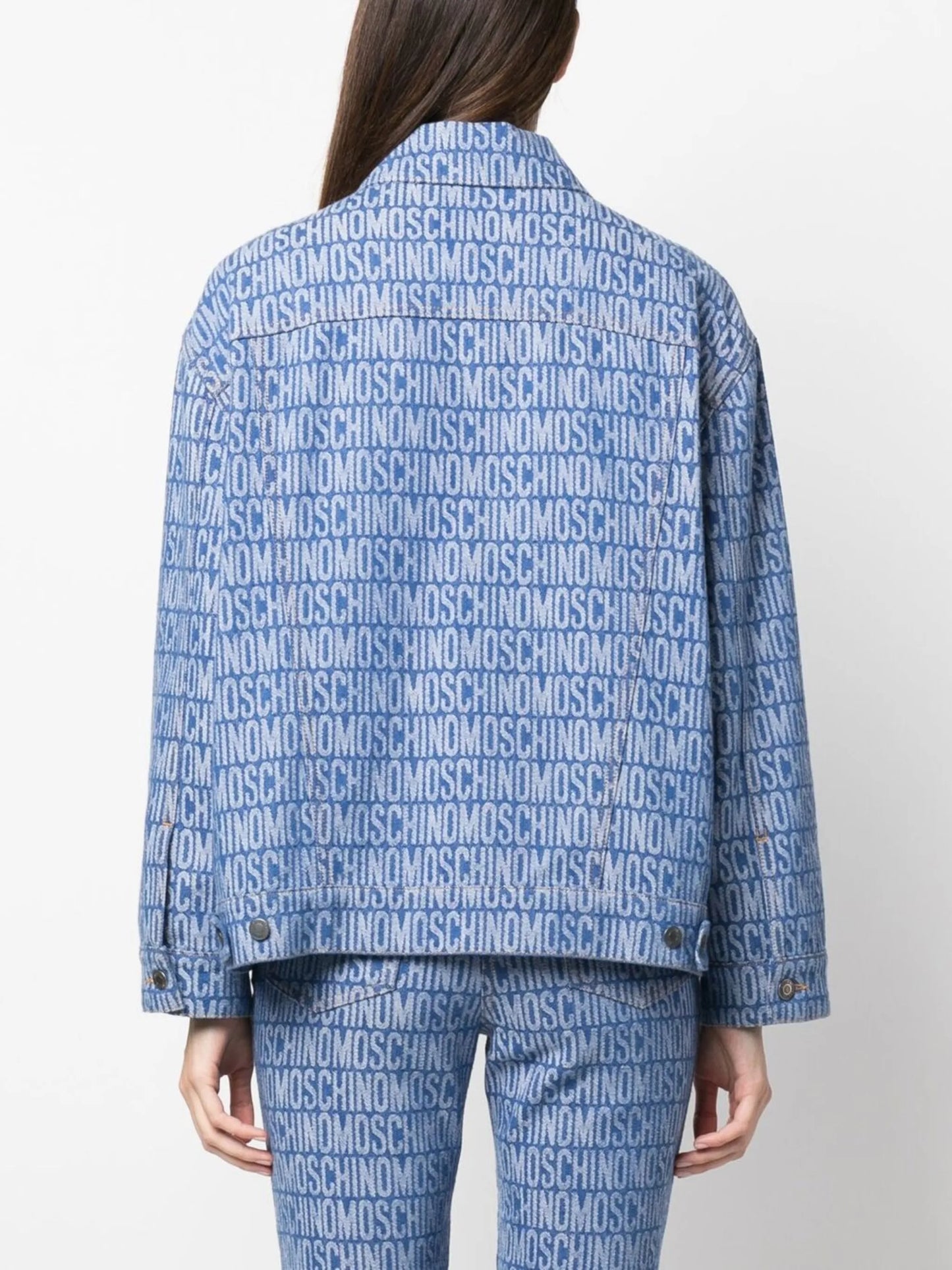 monogram-print denim jacket