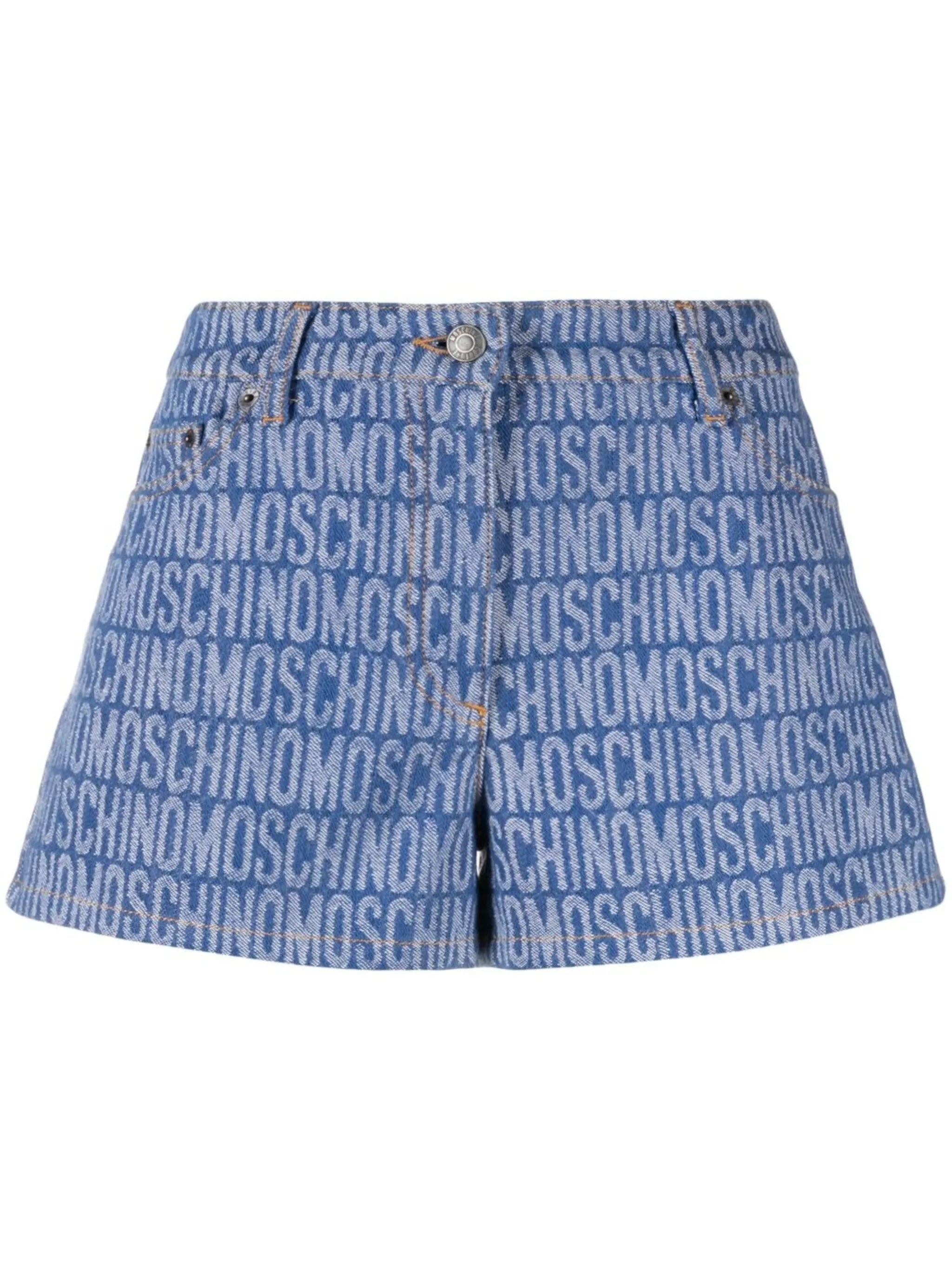 monogram-print denim shorts