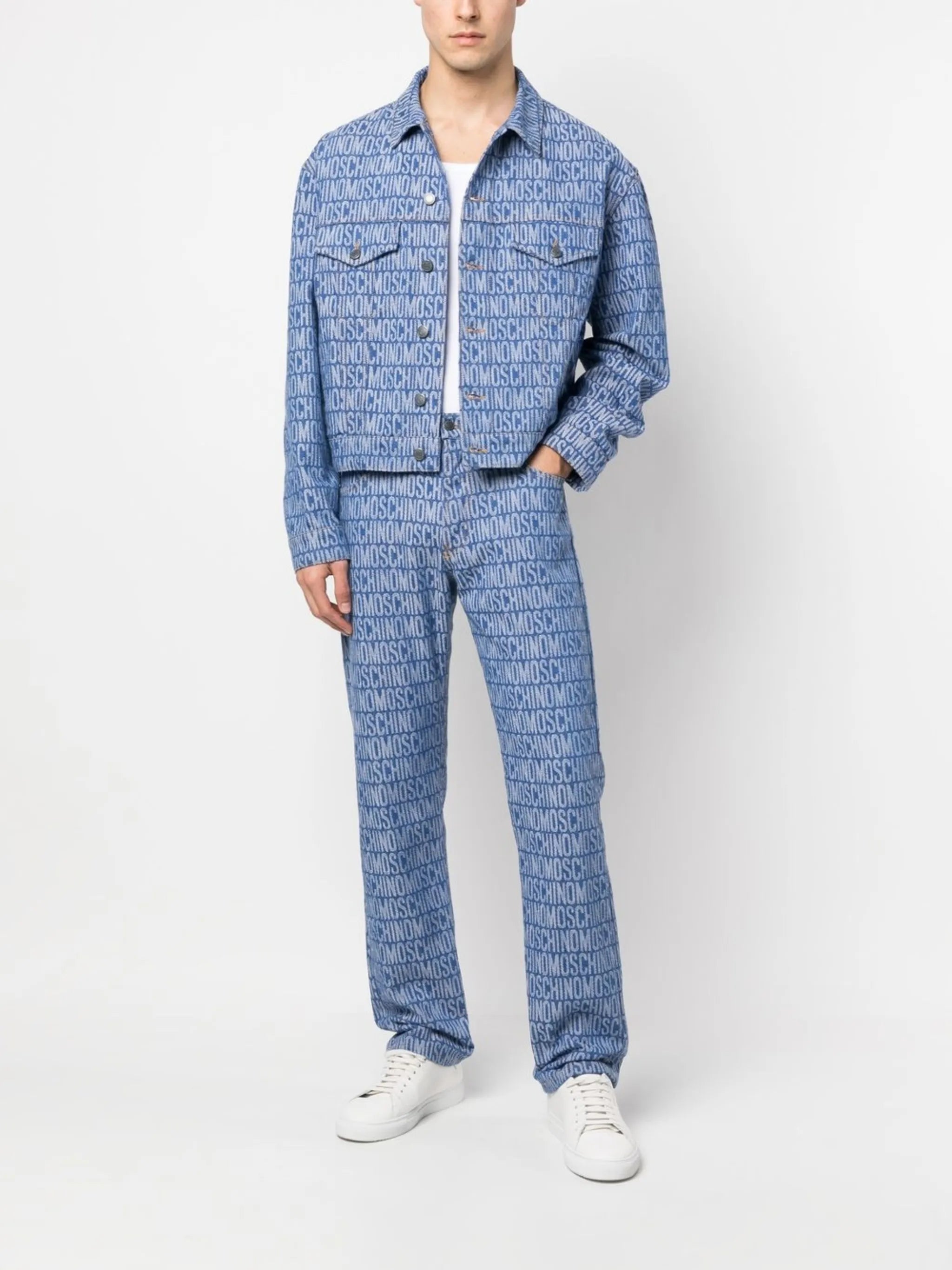 all-over logo print jeans