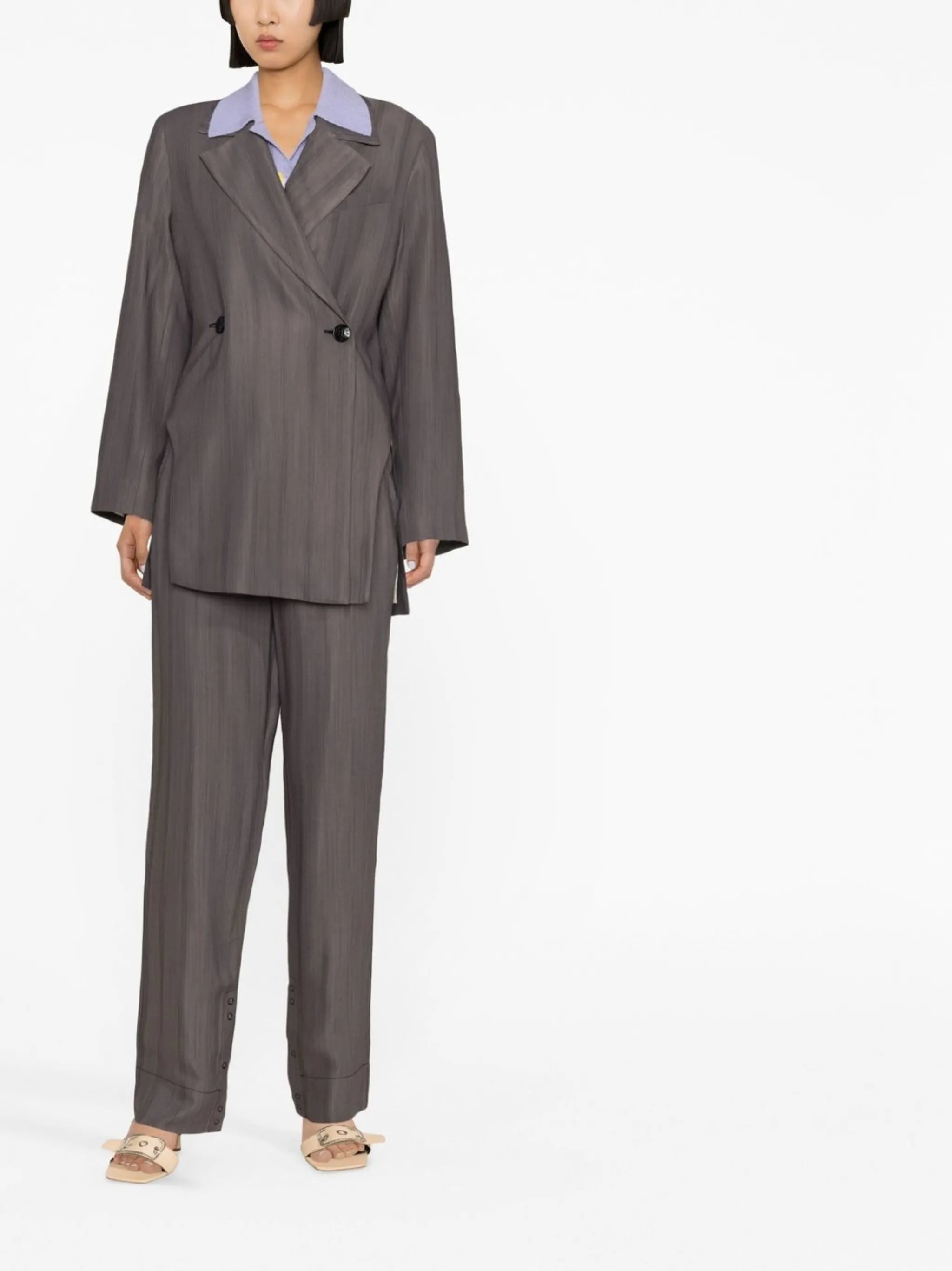 cut-out double-breasted blazer