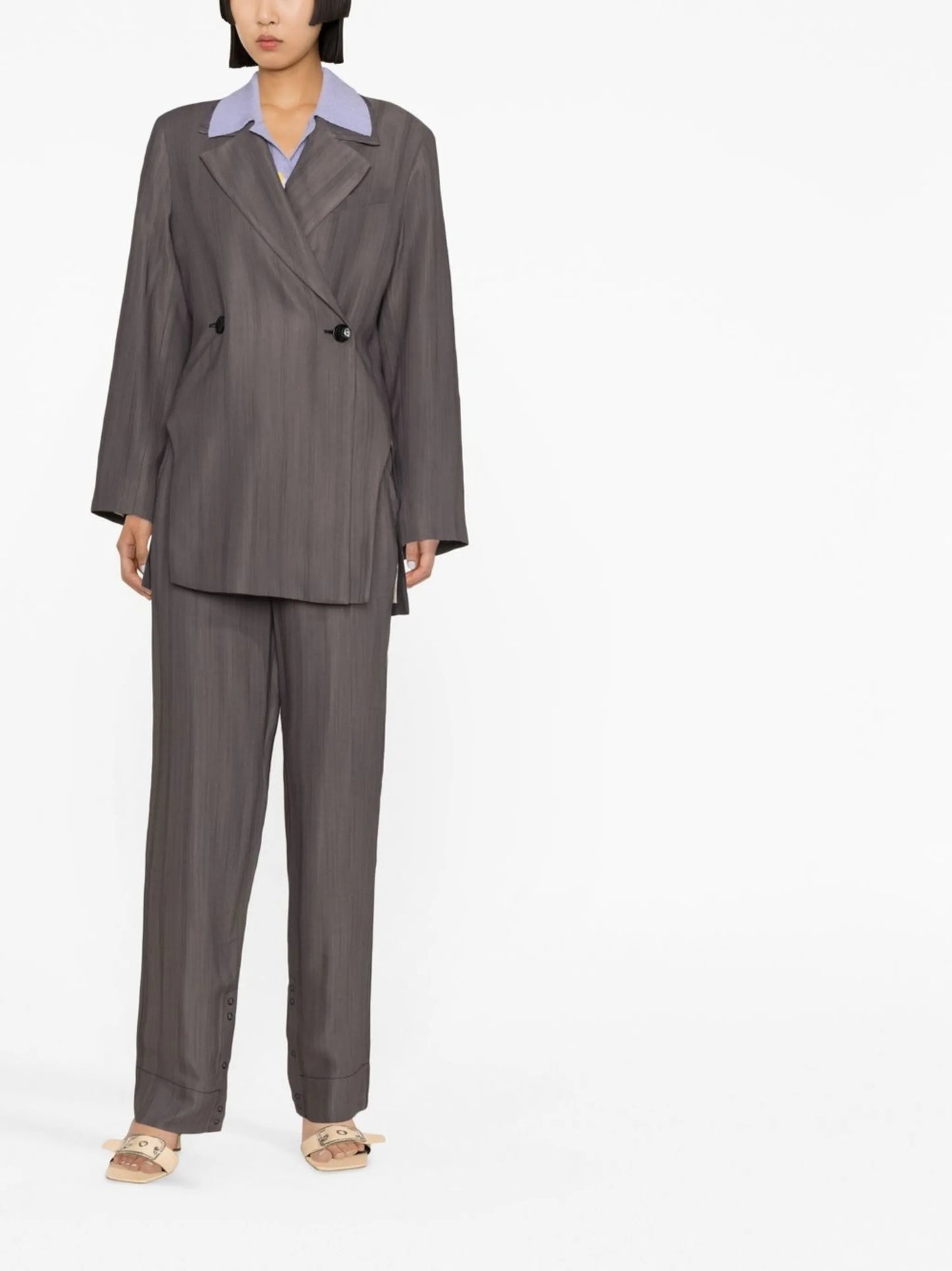 cut-out double-breasted blazer