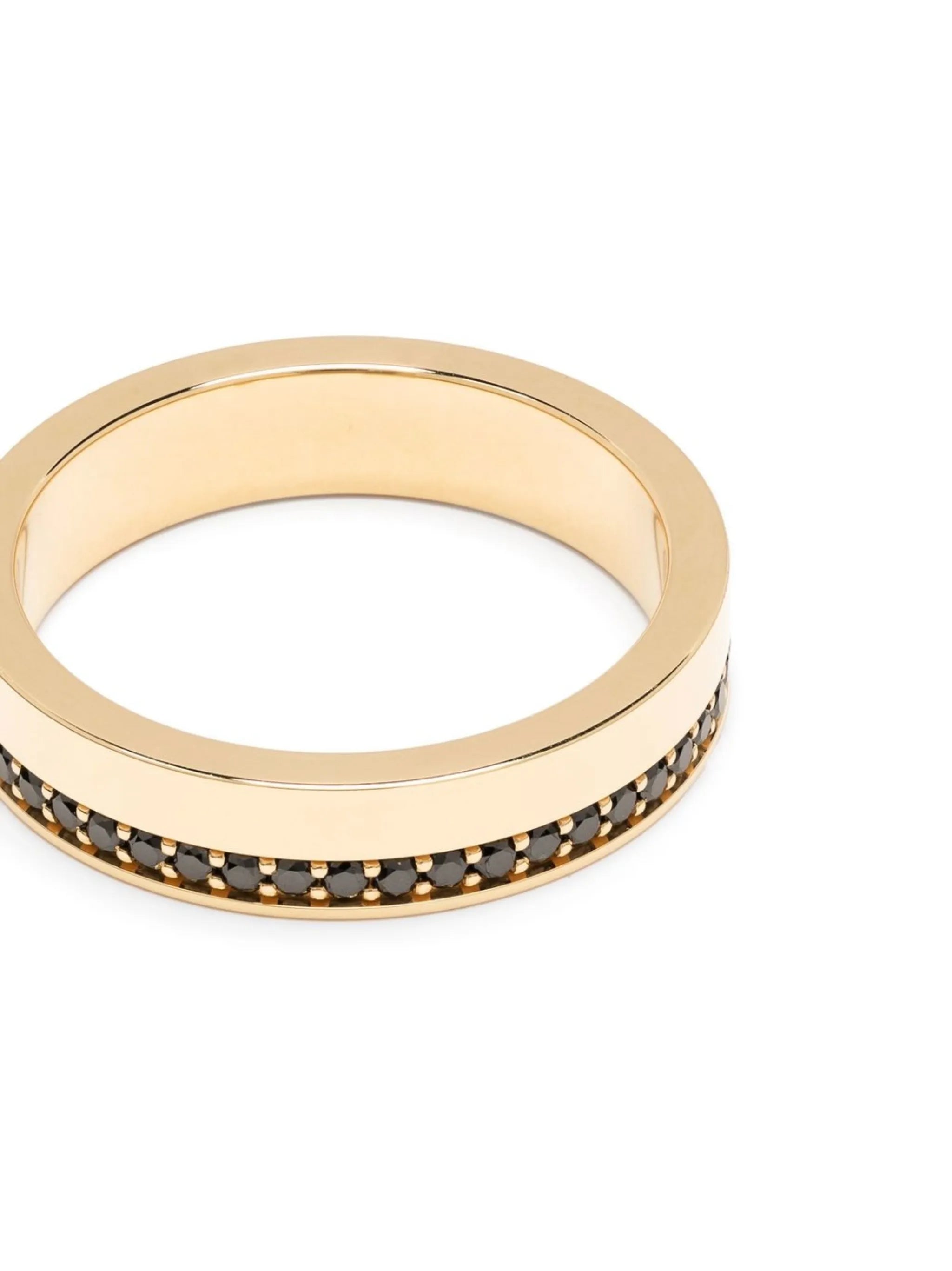 18kt yellow gold black diamond ribbon ring