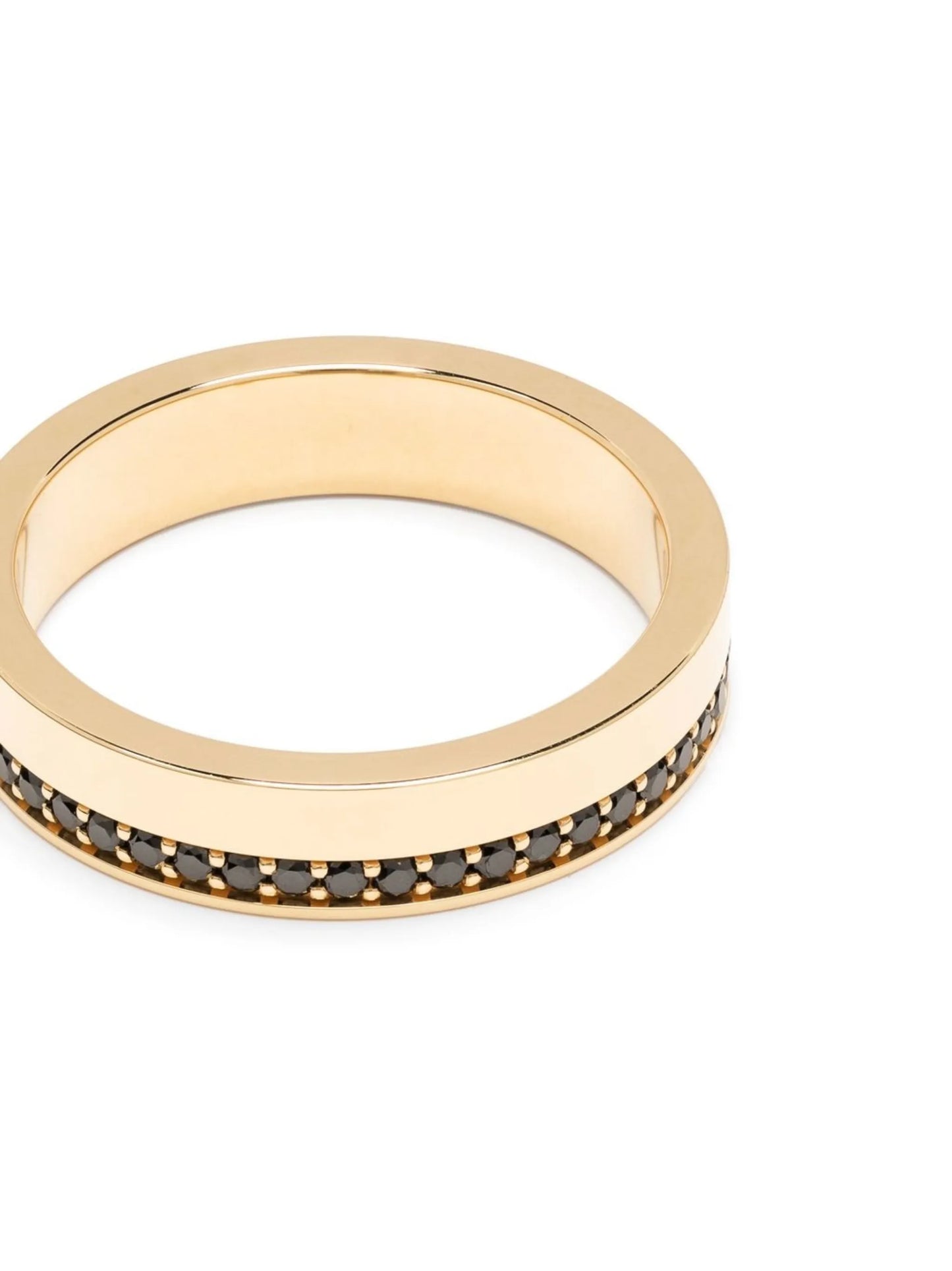 18kt yellow gold black diamond ribbon ring