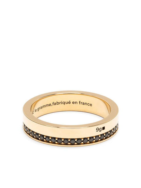 18kt yellow gold black diamond ribbon ring