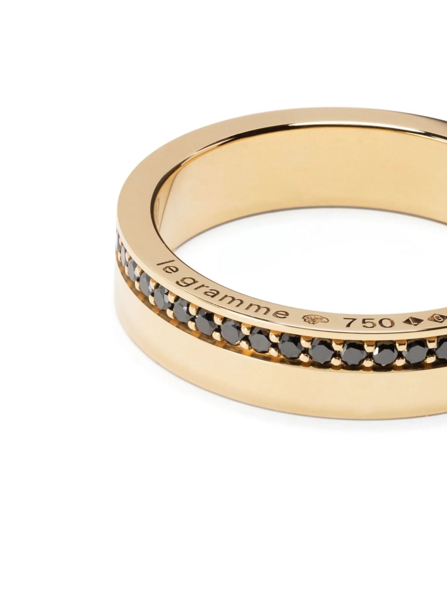 18kt yellow gold black diamond ribbon ring