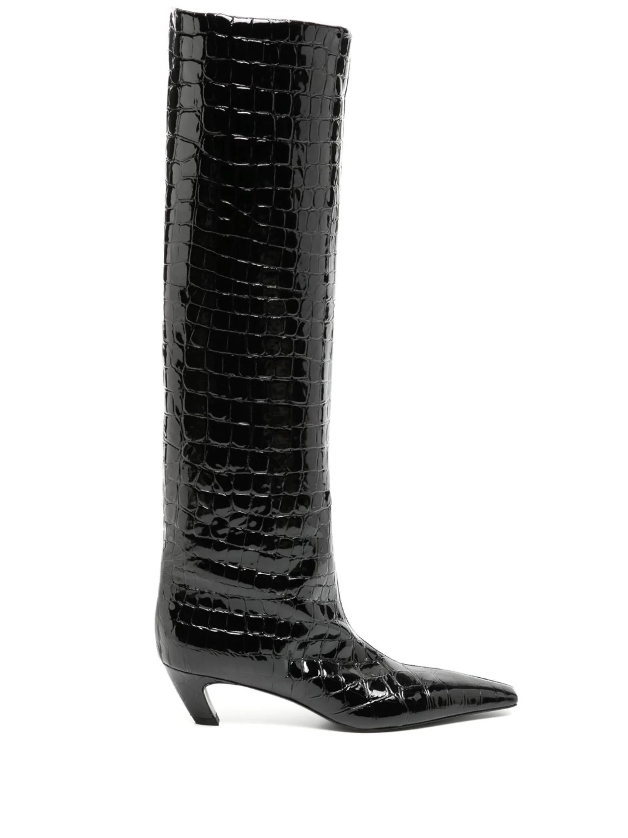 40mm croco-embossed knee-length boots