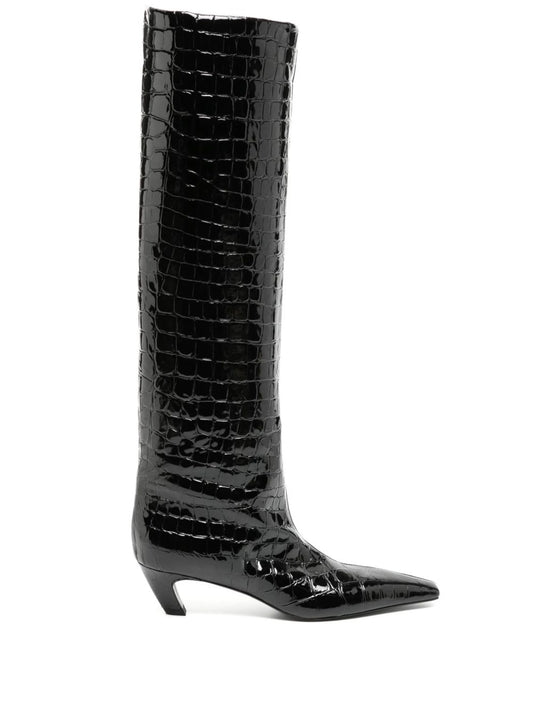 40mm croco-embossed knee-length boots