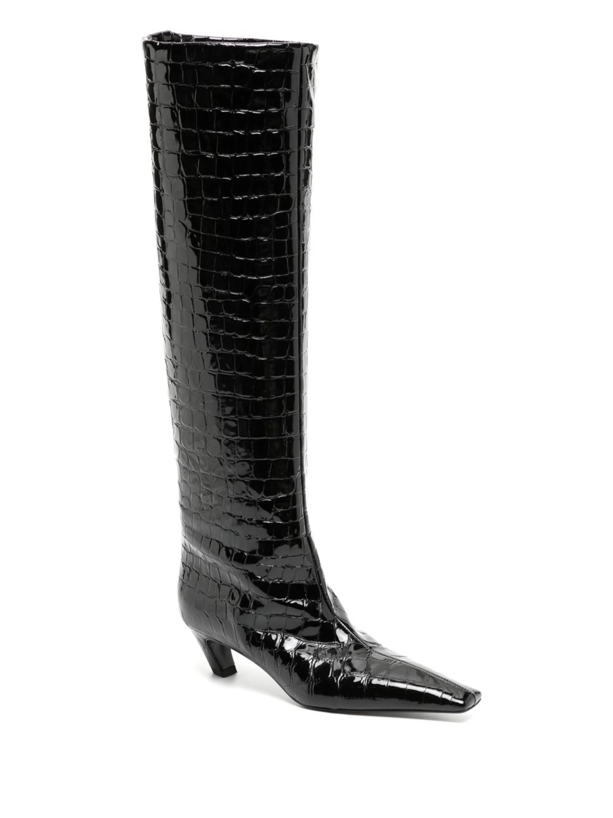 40mm croco-embossed knee-length boots
