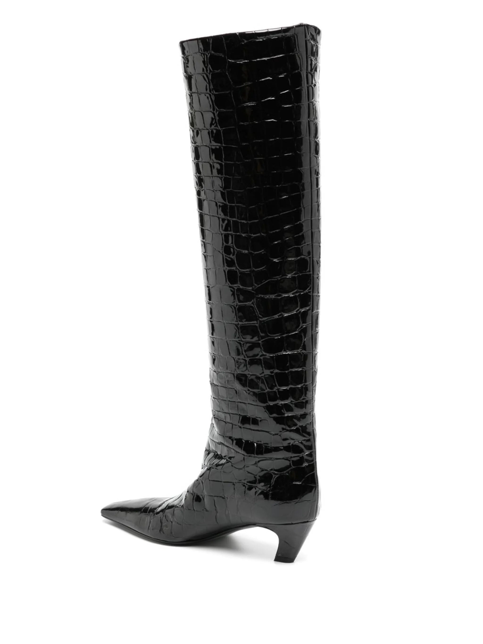 40mm croco-embossed knee-length boots
