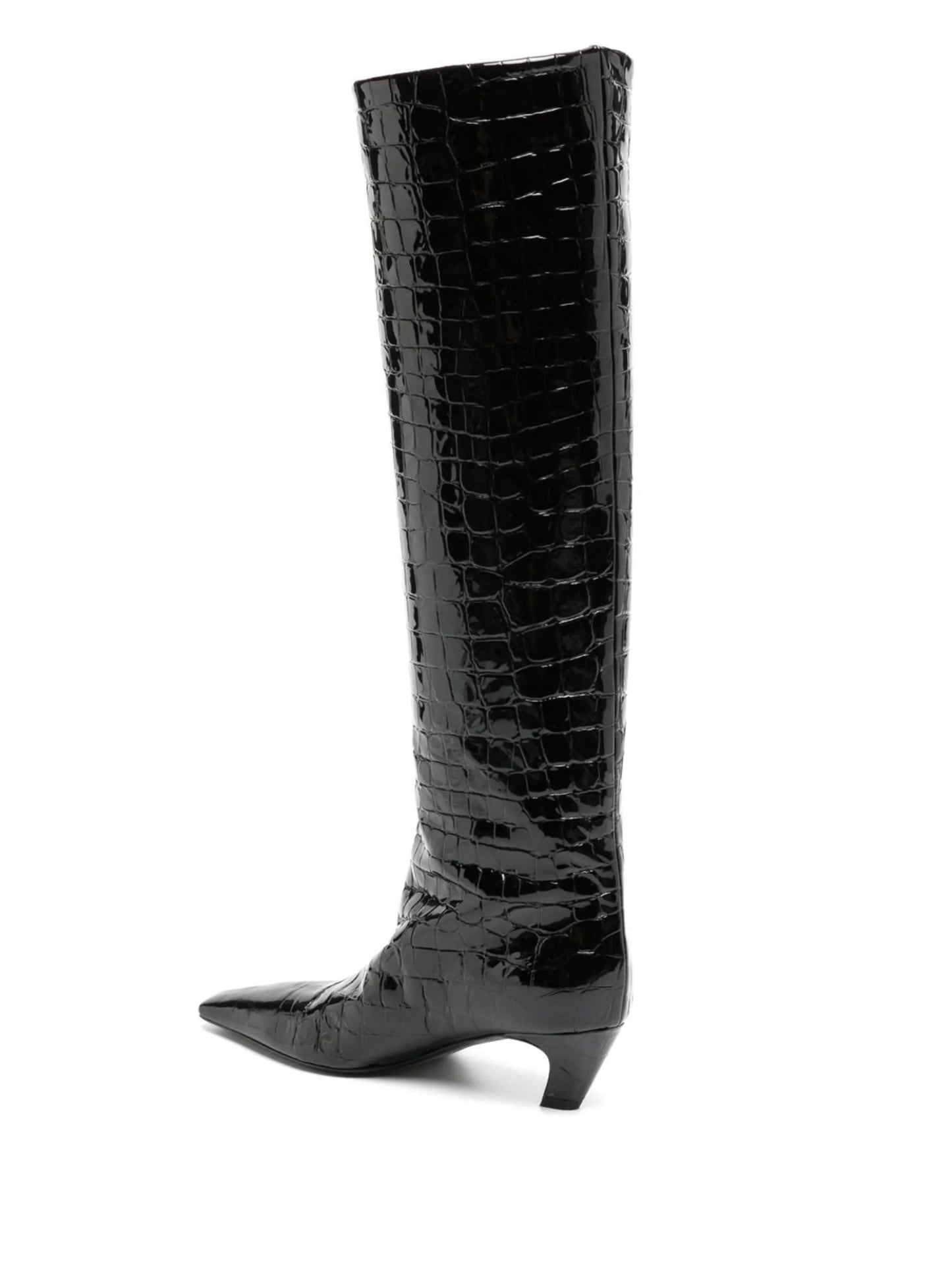 40mm croco-embossed knee-length boots