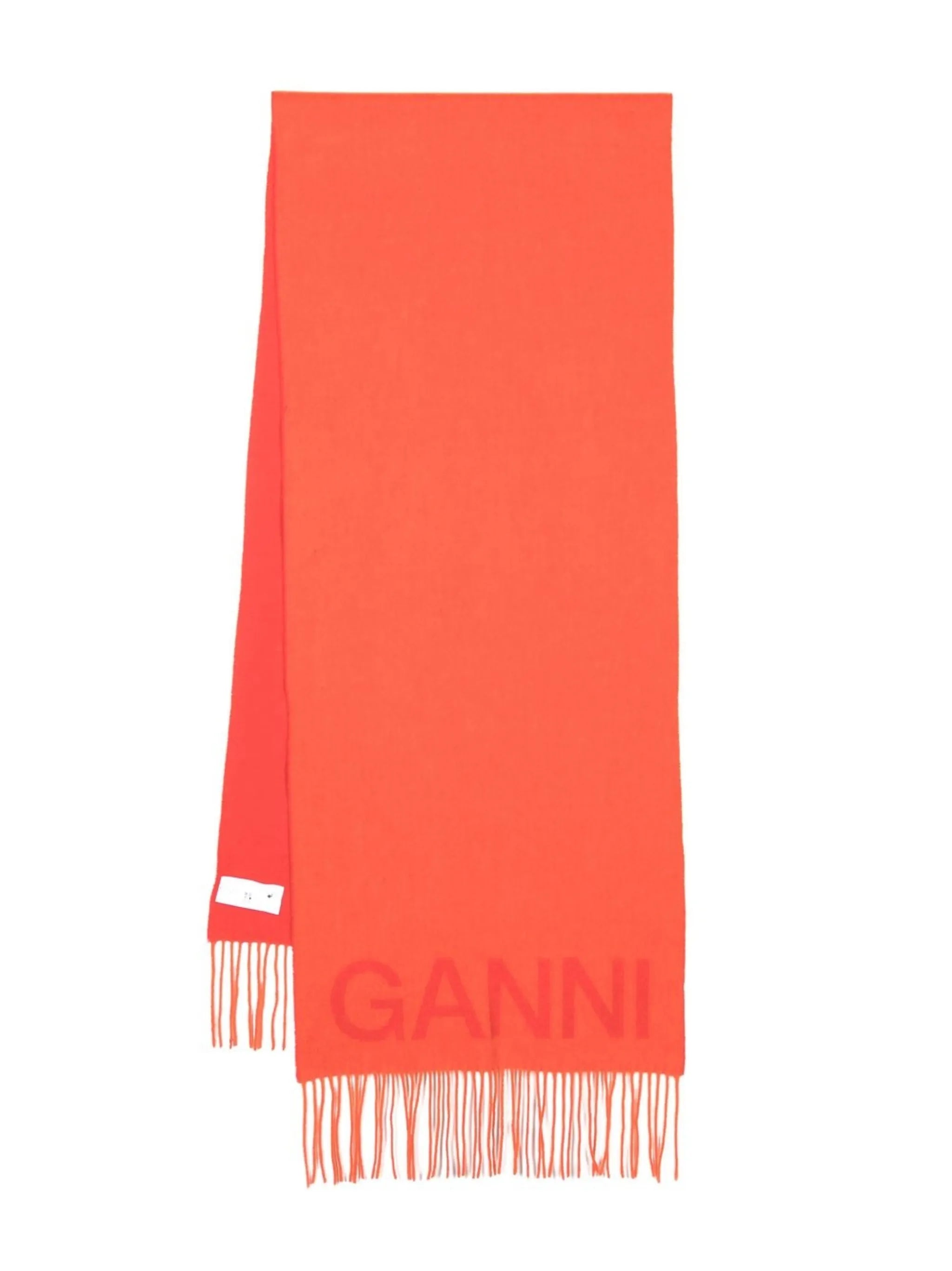 logo jacquard recycled wool scarf