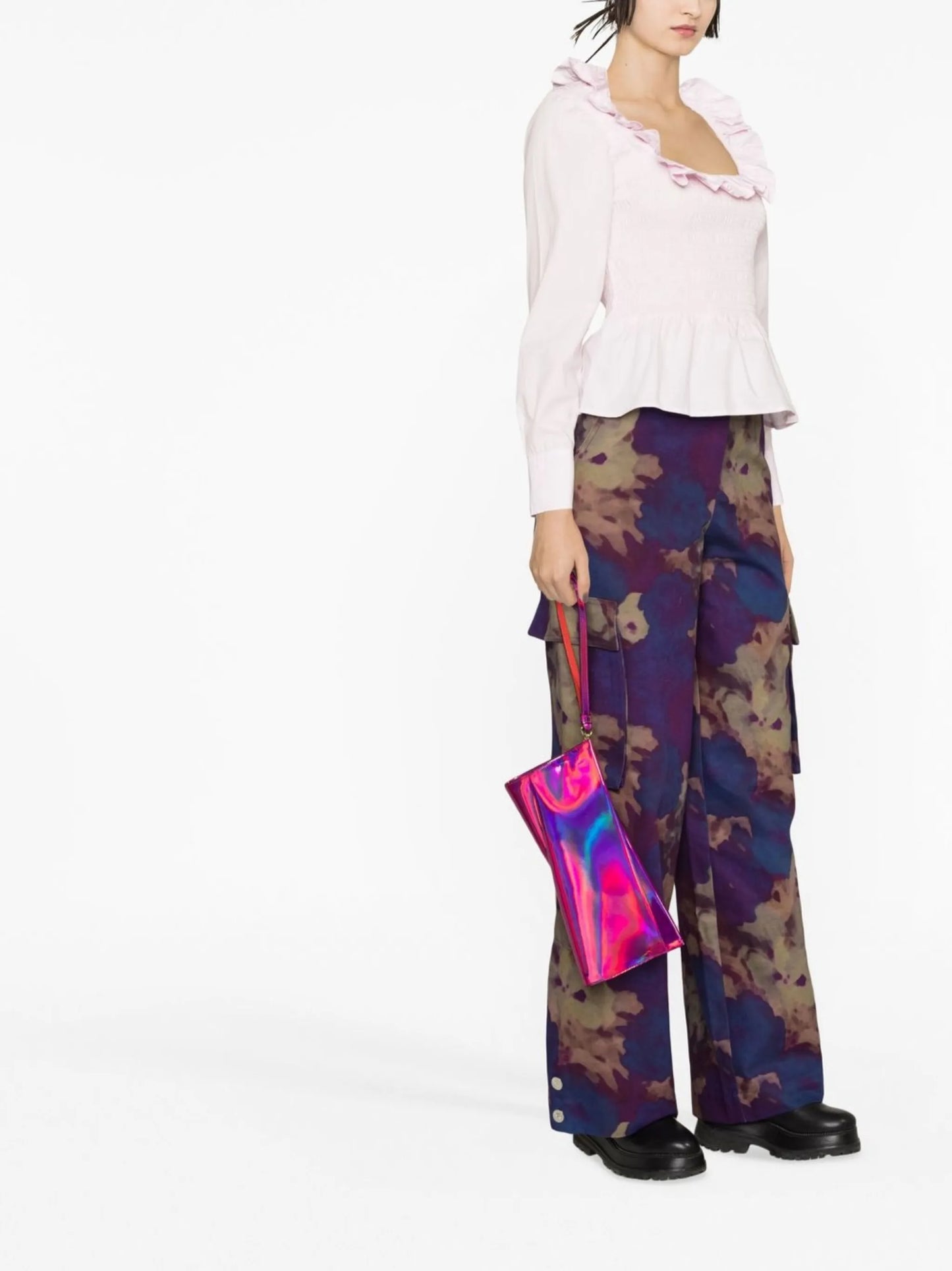 ruffle-trim shirred top