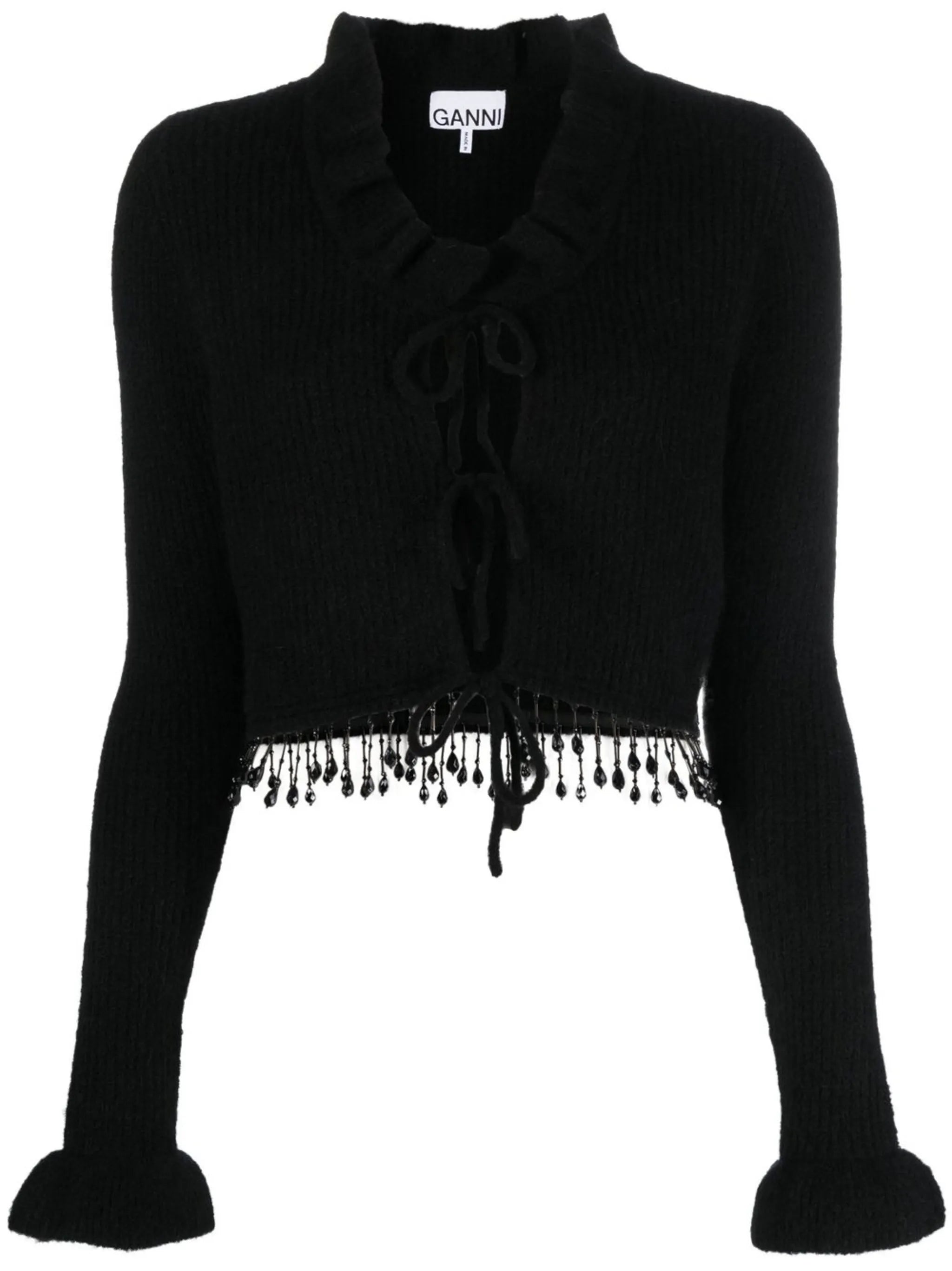 beaded fringe knitted cardigan