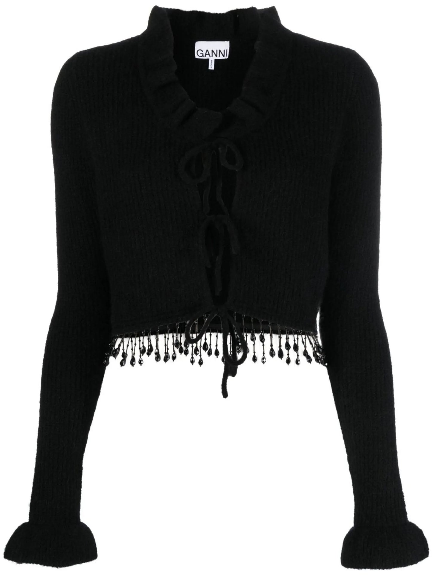 beaded fringe knitted cardigan