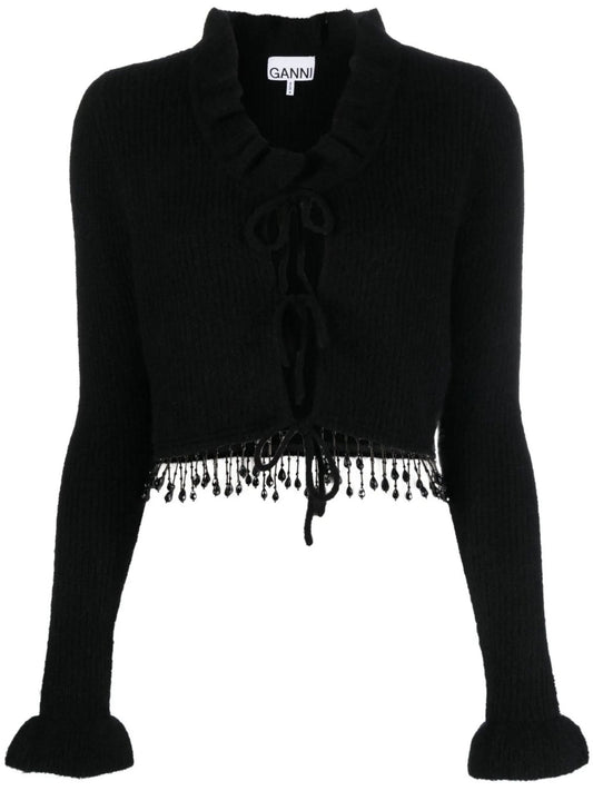 beaded fringe knitted cardigan
