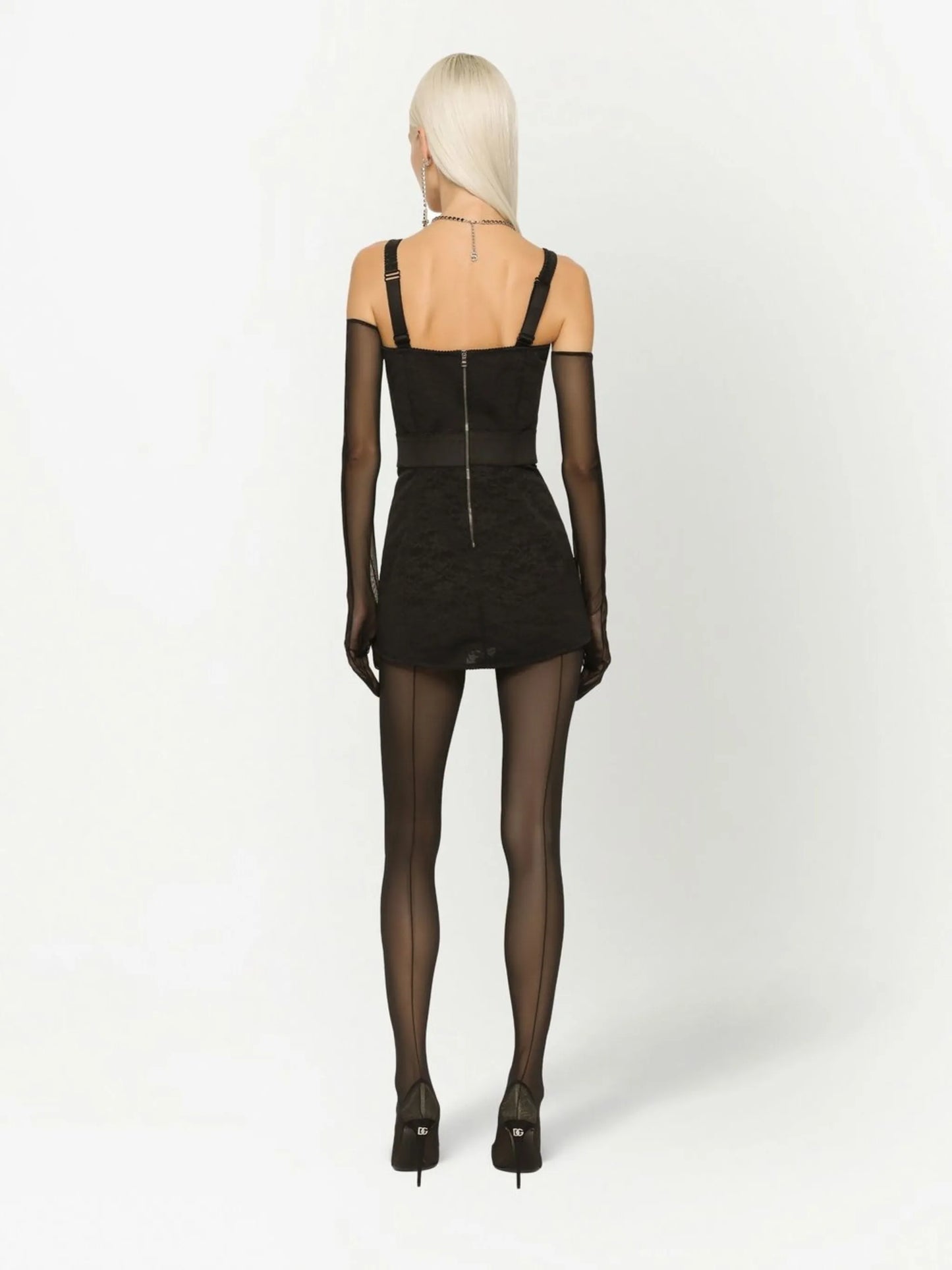 KIM DOLCE&GABBANA corset-detail satin minidress